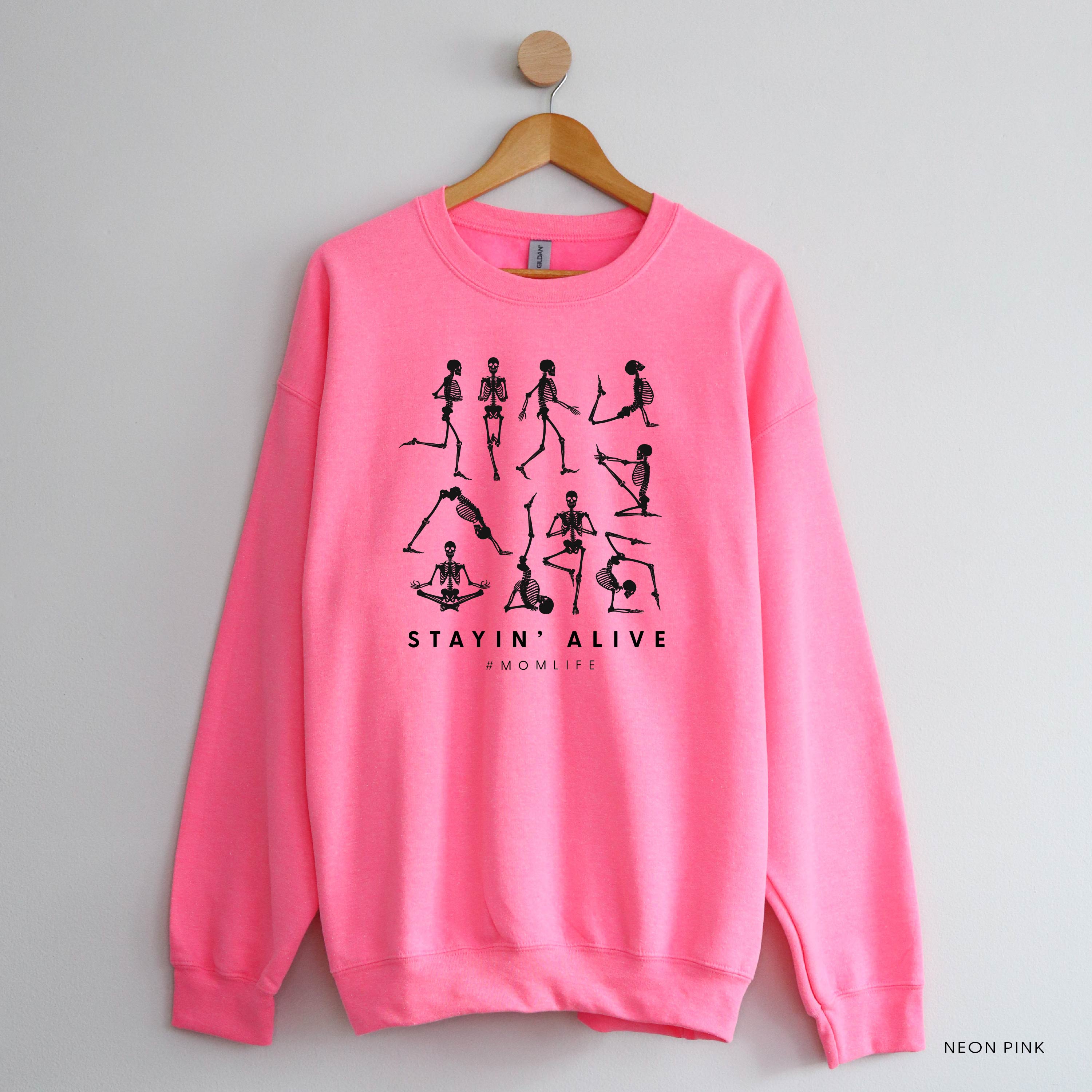 STAYIN' ALIVE - Basic Fleece Crewneck Little Mama Shirt Shop LLC