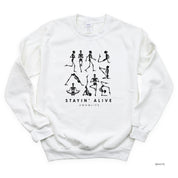 STAYIN' ALIVE - Basic Fleece Crewneck Little Mama Shirt Shop LLC