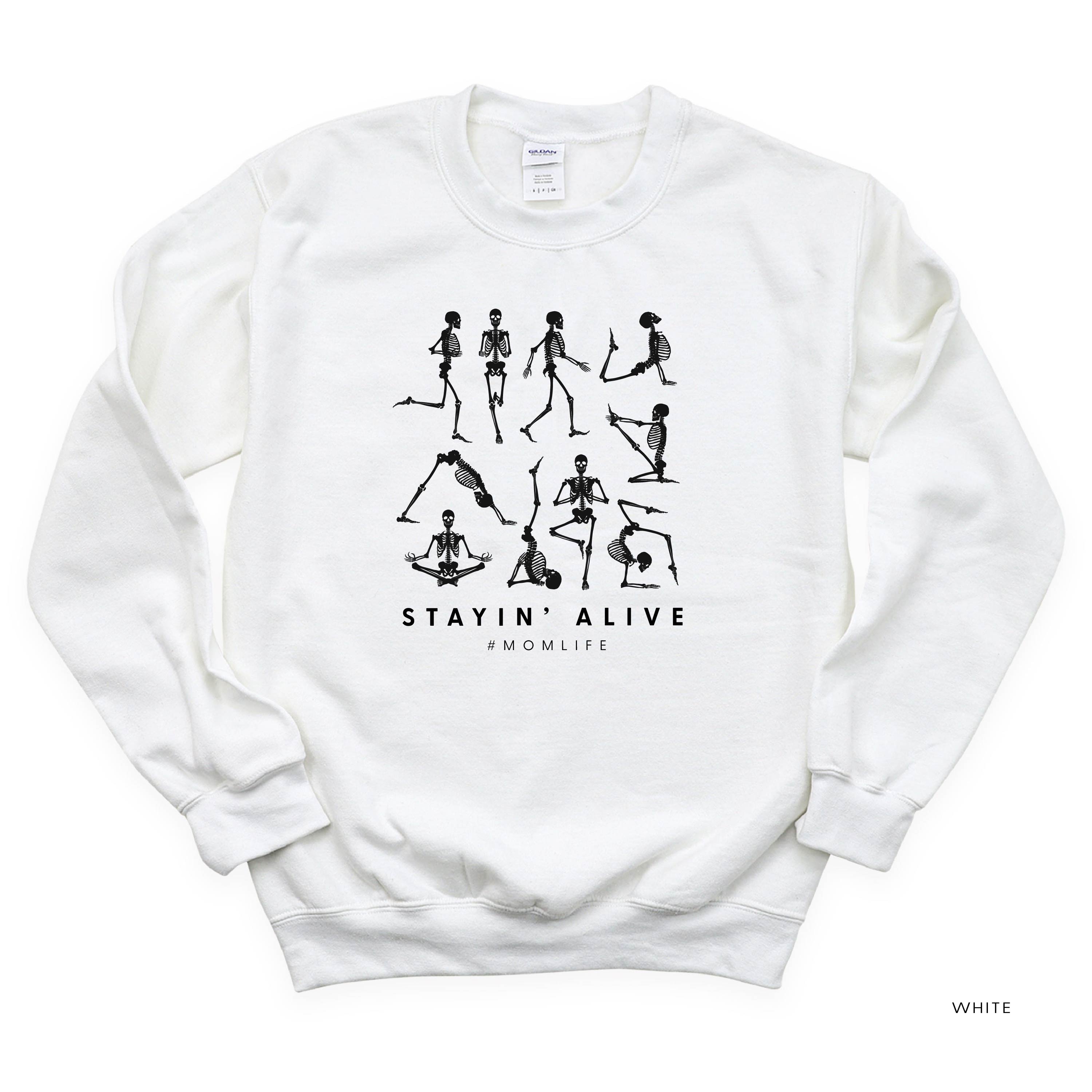 STAYIN' ALIVE - Basic Fleece Crewneck Little Mama Shirt Shop LLC