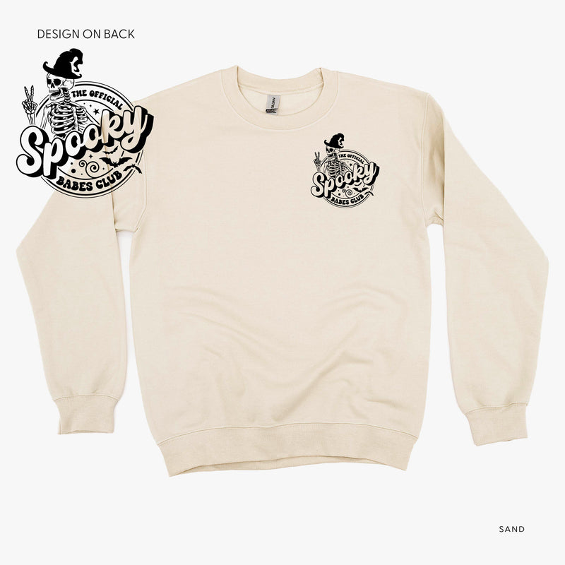 The Official Spooky Babes Club - Pocket Design on Front w/ Full Design on Back - Basic Fleece Crewneck