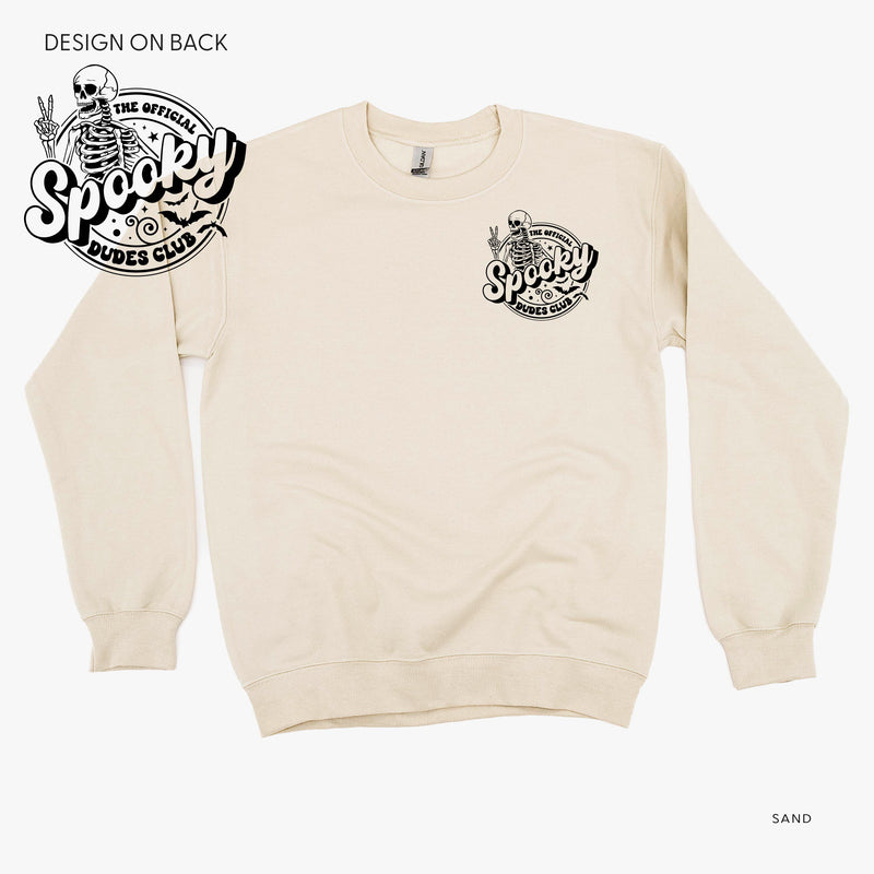 The Official Spooky Dudes Club - Pocket Design on Front w/ Full Design on Back - Basic Fleece Crewneck