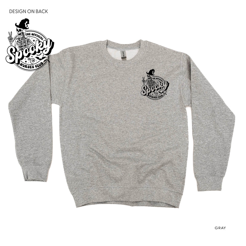 The Official Spooky Nurses Club - Pocket Design on Front w/ Full Design on Back - Basic Fleece Crewneck