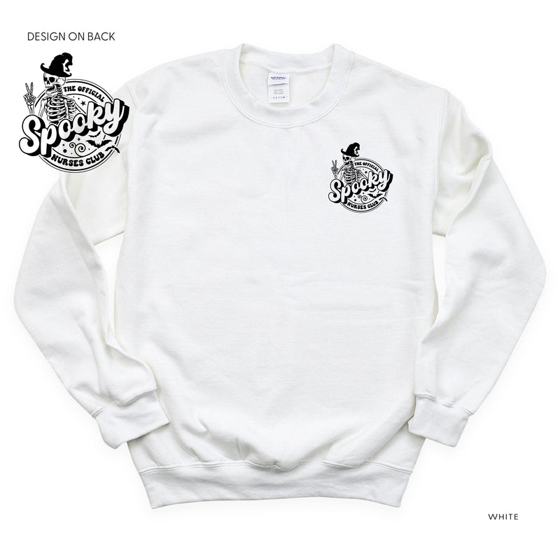 The Official Spooky Nurses Club - Pocket Design on Front w/ Full Design on Back - Basic Fleece Crewneck