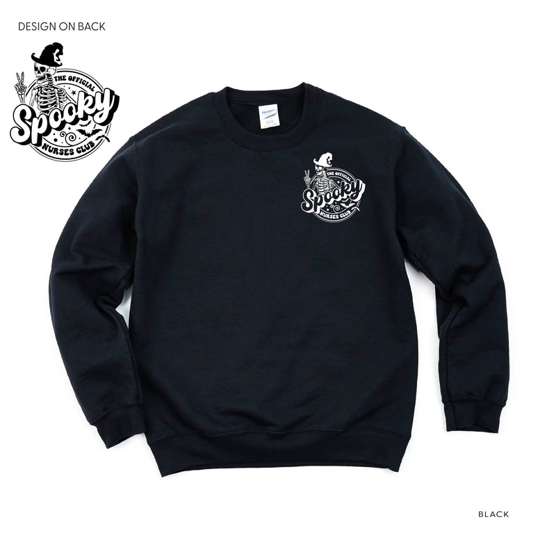 The Official Spooky Nurses Club - Pocket Design on Front w/ Full Design on Back - Basic Fleece Crewneck