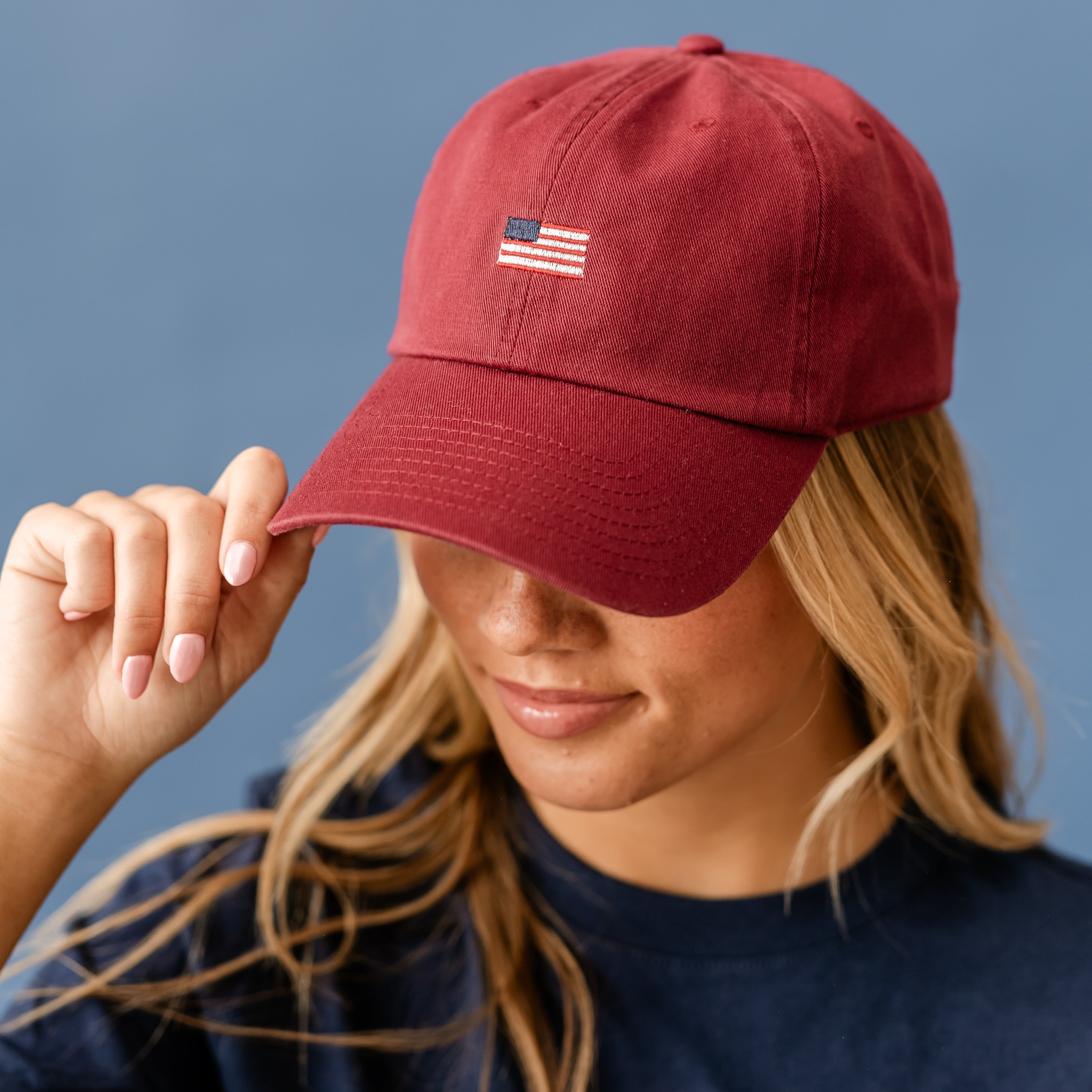 '47 Hat - Tiny Flag (centered) - Land That I Love (back) Little Mama Shirt Shop