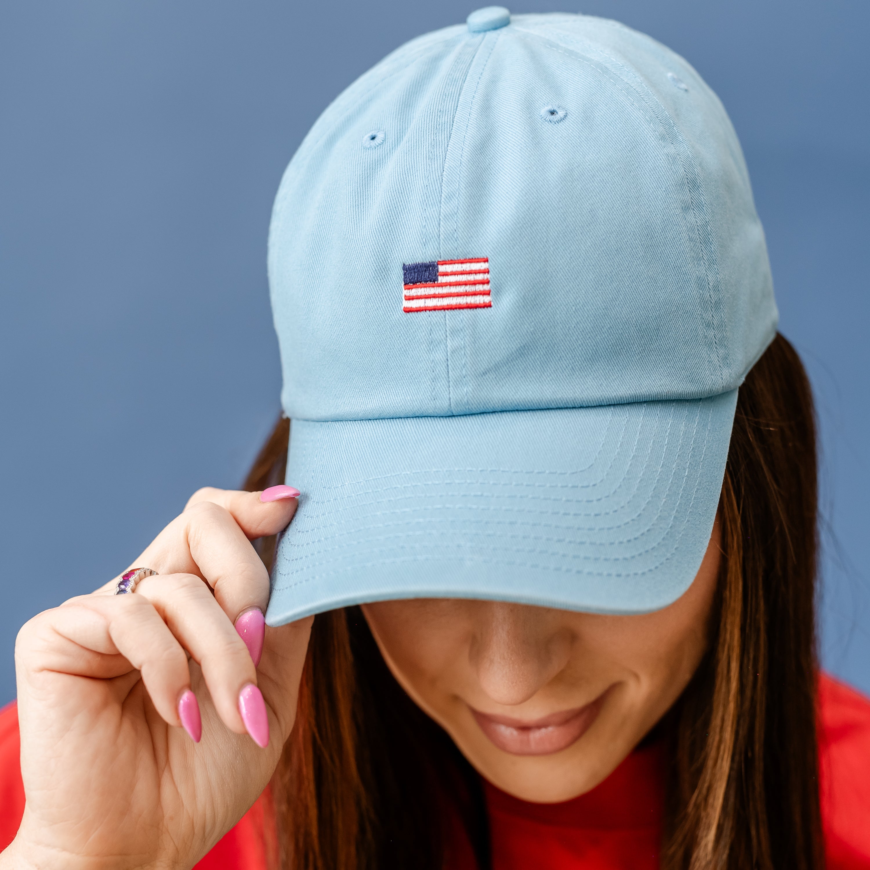 '47 Hat - Tiny Flag (centered) - Land That I Love (back) Little Mama Shirt Shop