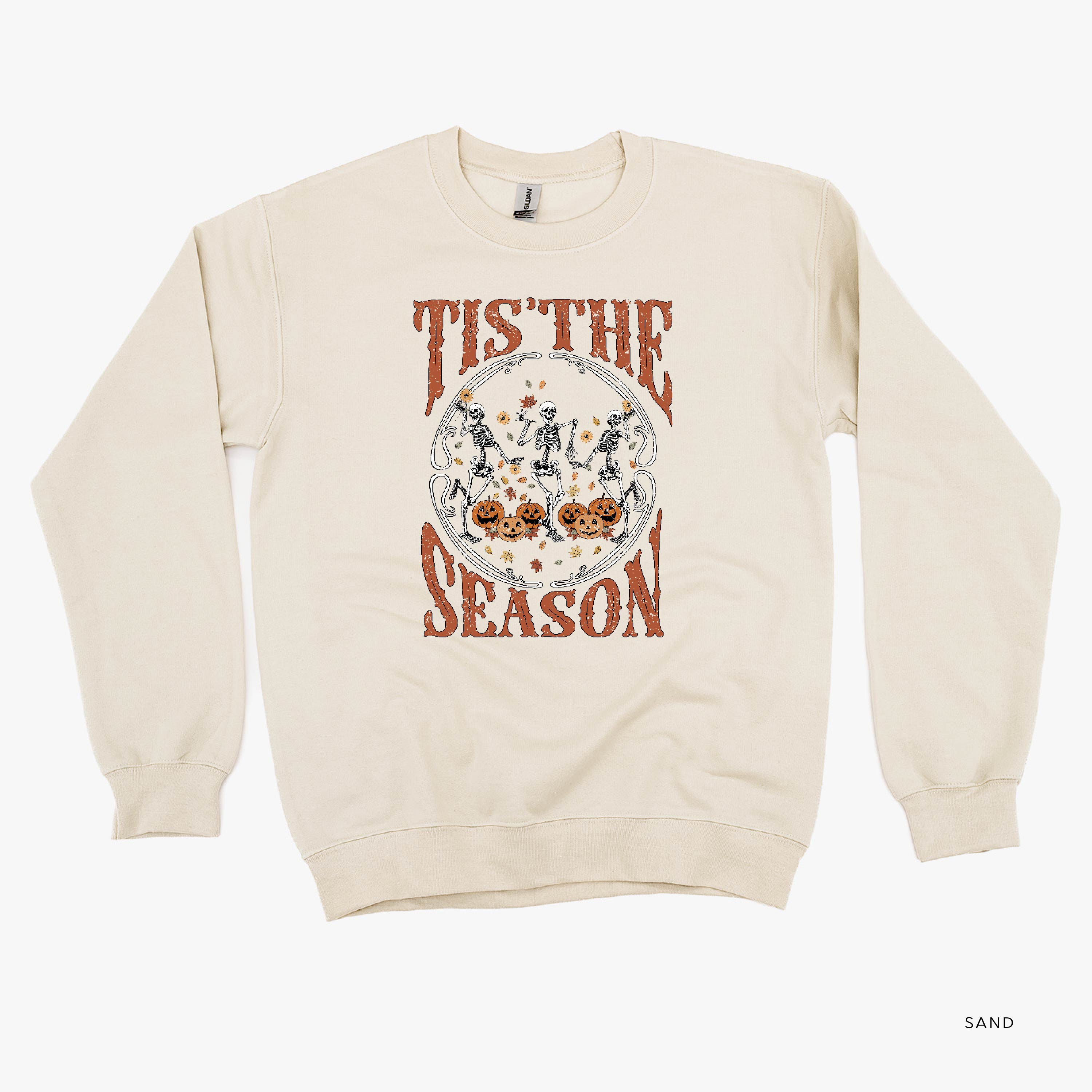 Tis' the Season (Festive Skeletons) - Basic Fleece Crewneck Little Mama Shirt Shop LLC