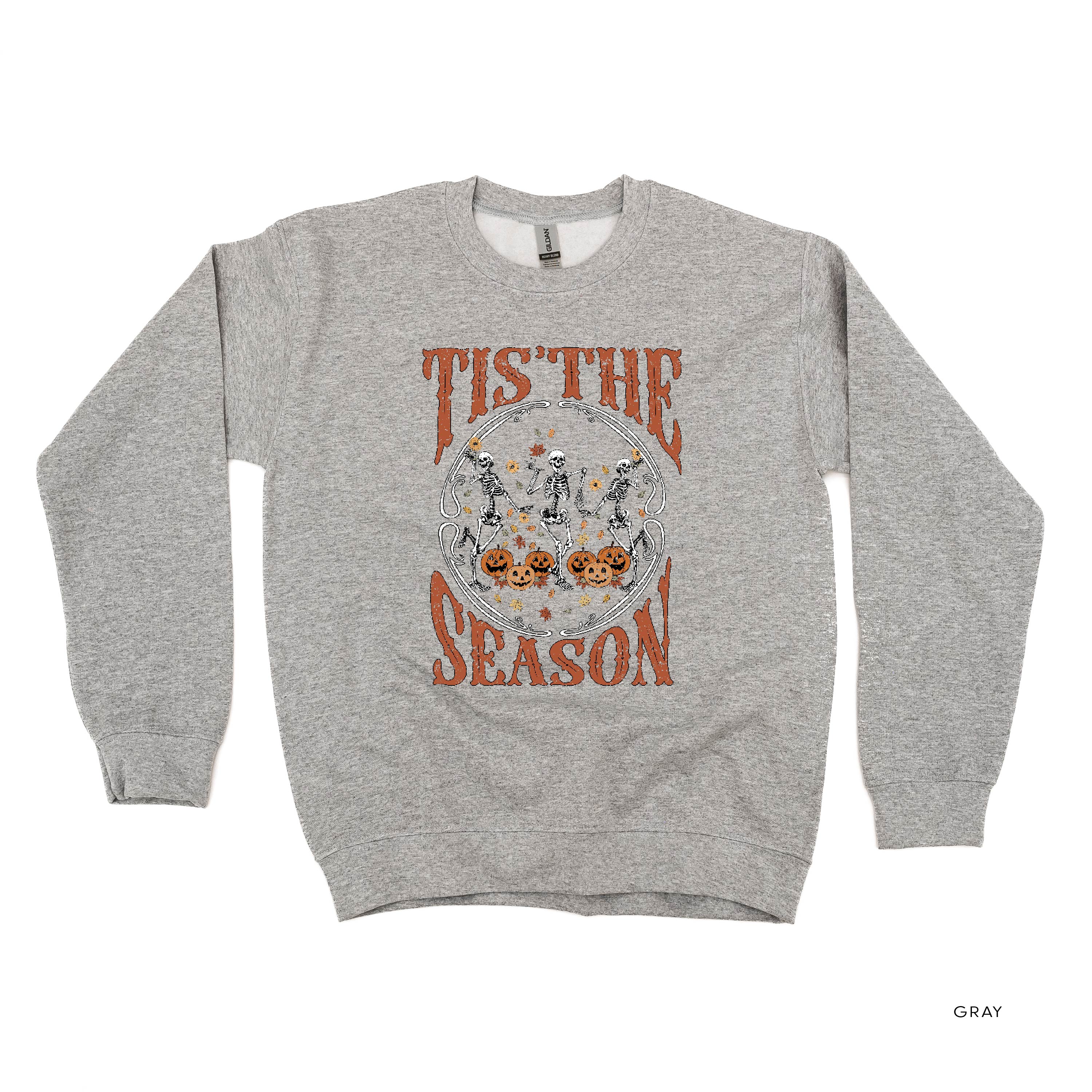 Tis' the Season (Festive Skeletons) - Basic Fleece Crewneck Little Mama Shirt Shop LLC