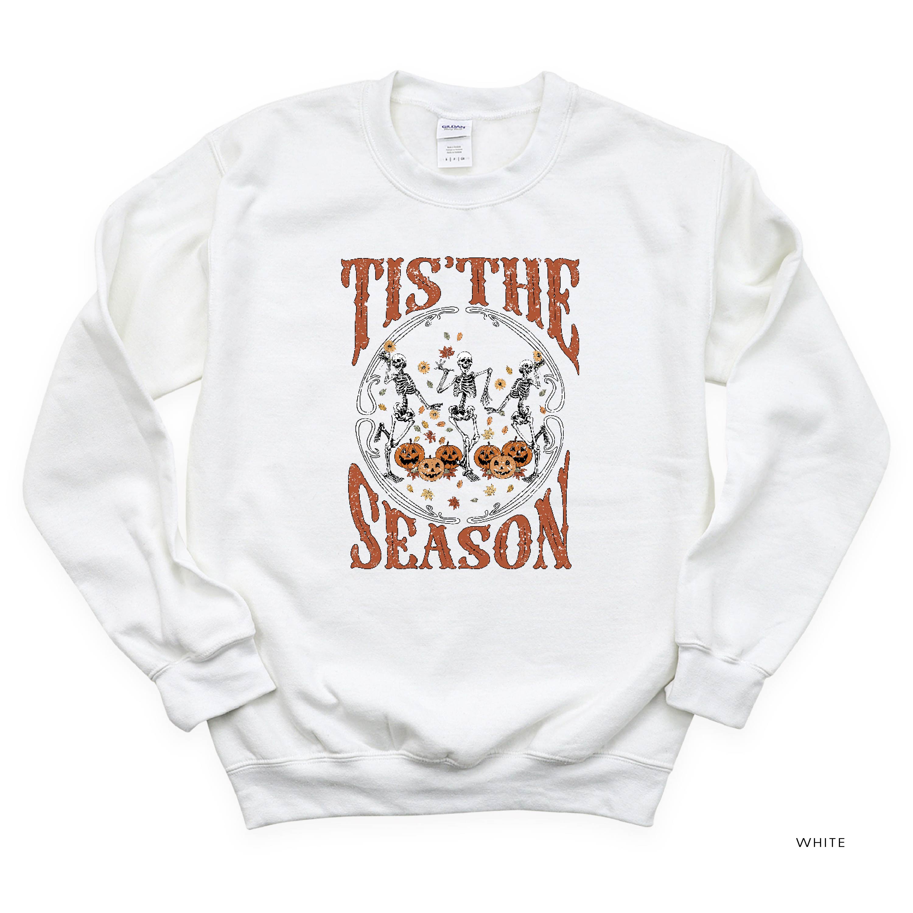 Tis' the Season (Festive Skeletons) - Basic Fleece Crewneck Little Mama Shirt Shop LLC