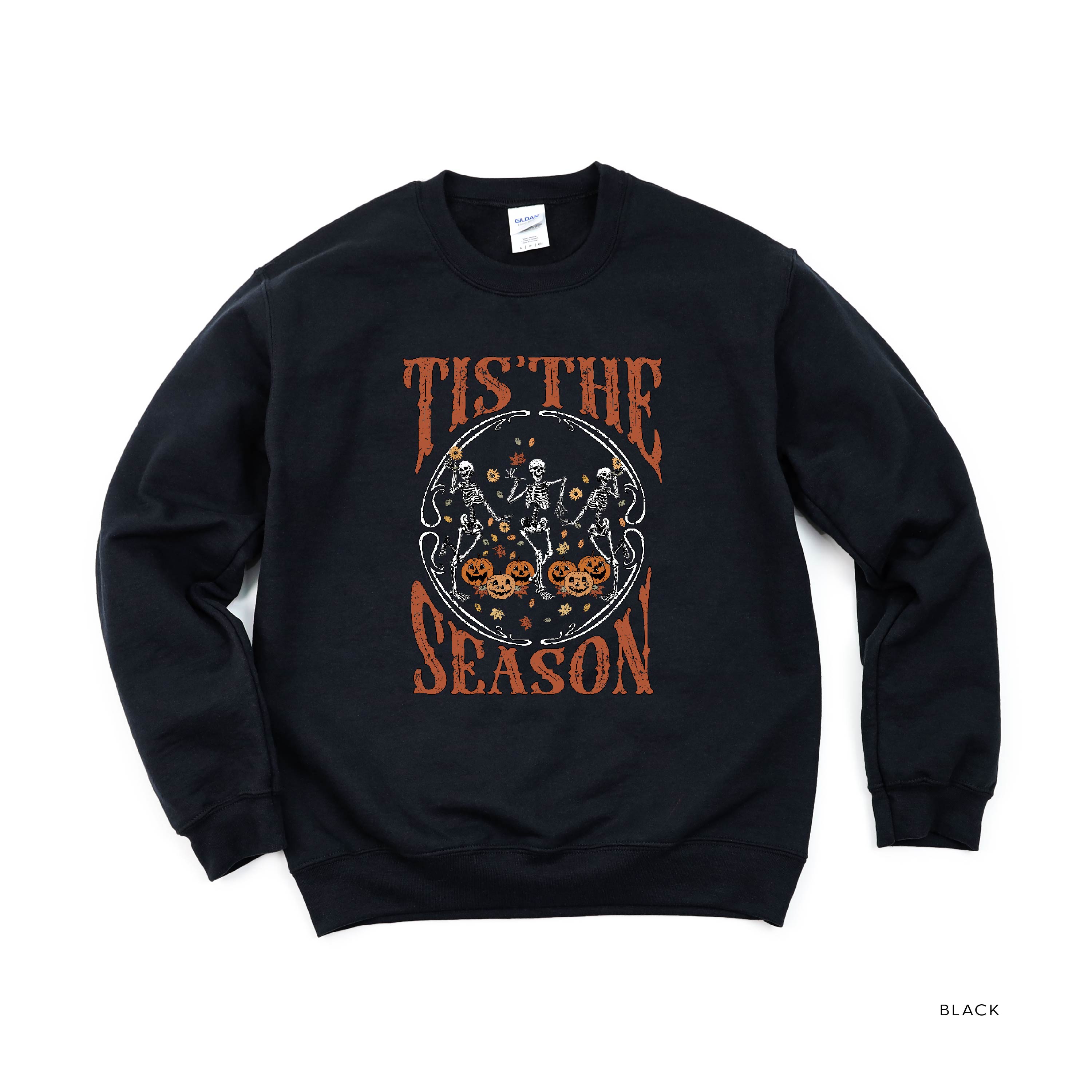 Tis' the Season (Festive Skeletons) - Basic Fleece Crewneck Little Mama Shirt Shop LLC