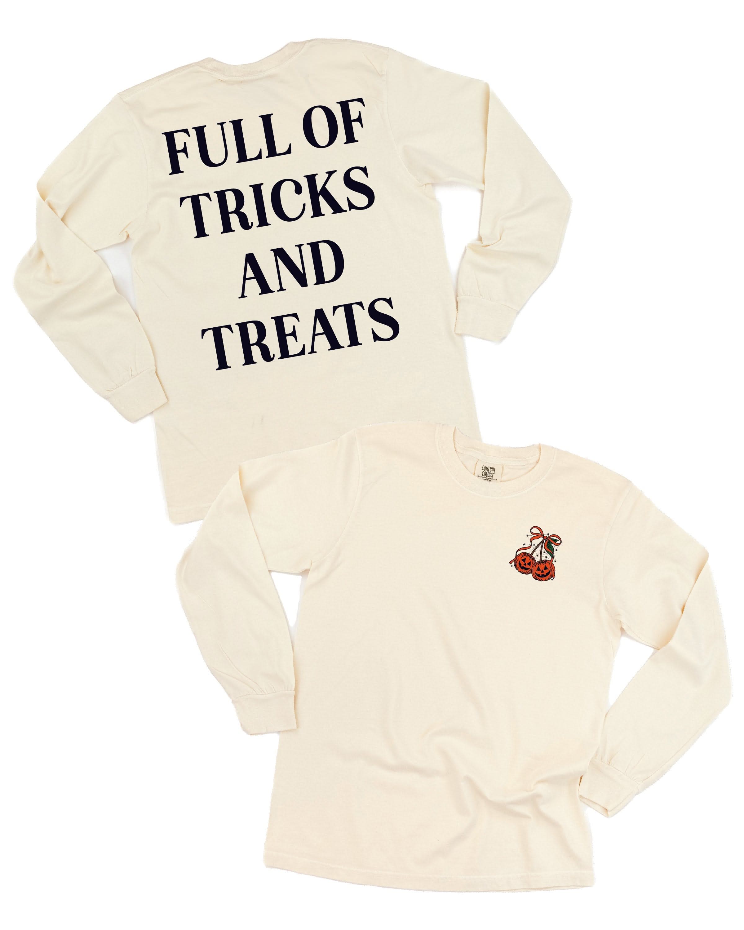 Full of Tricks and Treats (pf&b) - Long Sleeve Comfort Colors Tee Little Mama Shirt Shop
