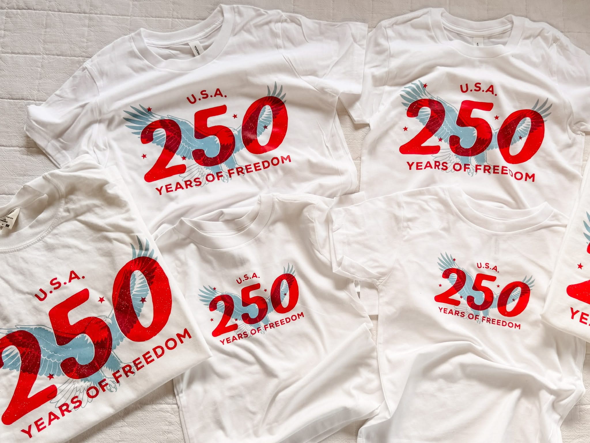 USA 250 Years of Freedom Patriotic Graphic Tee - SET Little Mama Shirt Shop LLC