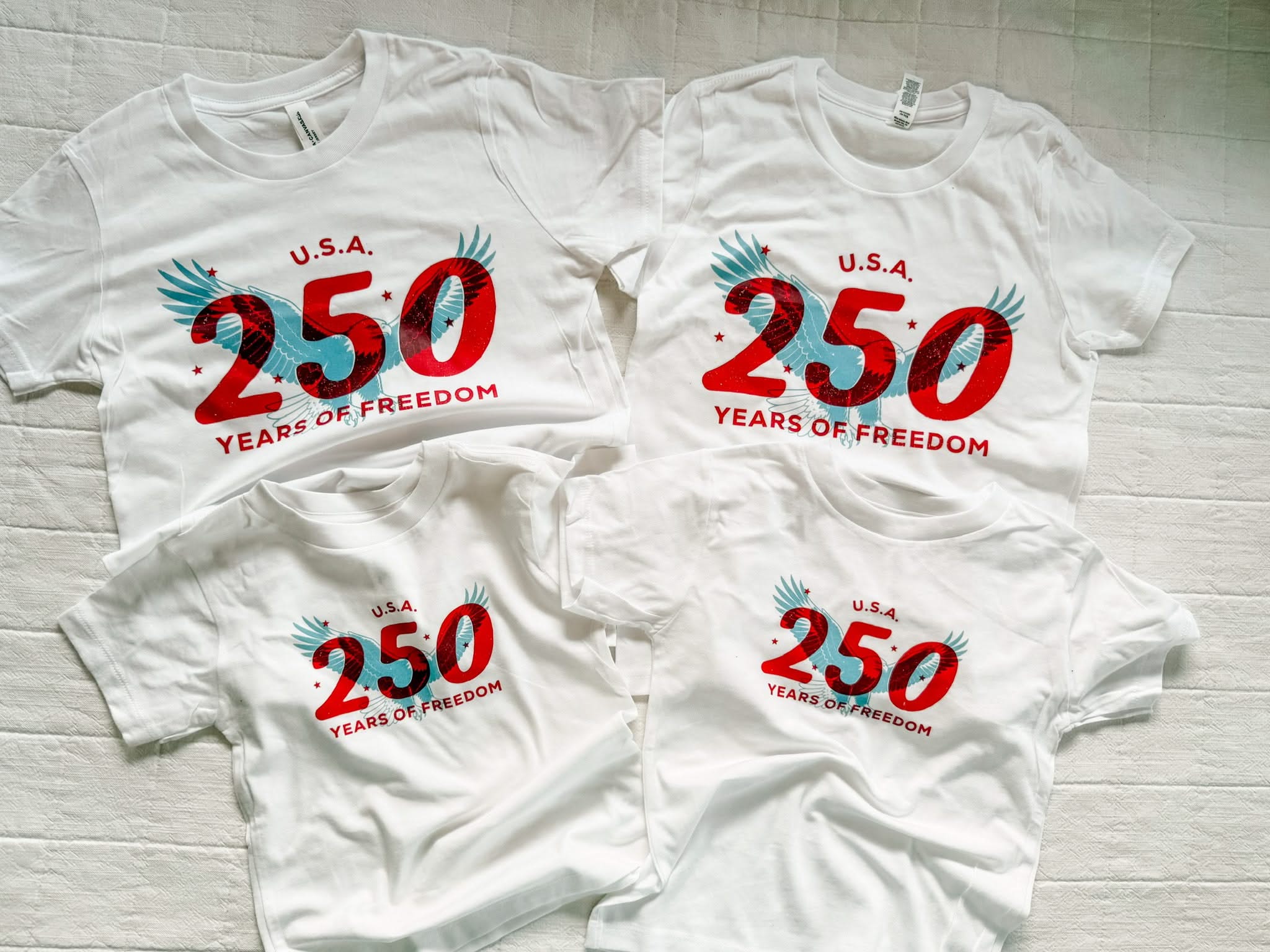 USA 250 Years of Freedom Patriotic Graphic Tee - Child Tee Little Mama Shirt Shop LLC