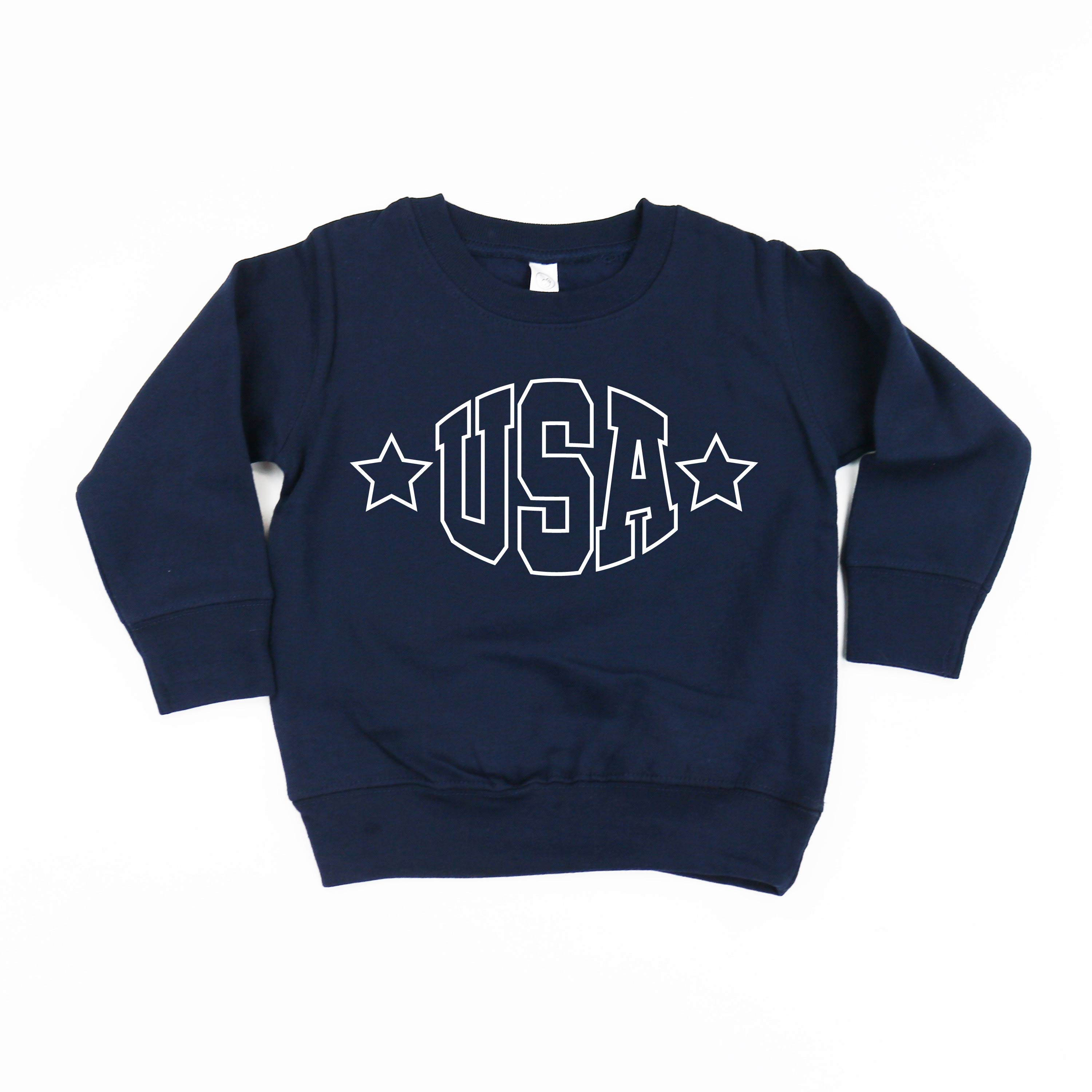 USA - Hollow Font - Child Sweater Little Mama Shirt Shop