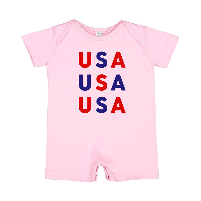 USA x3 - Short Sleeve / Shorts - One Piece Baby Romper