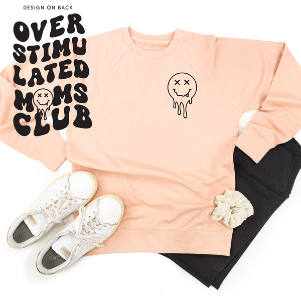 OVERSTIMULATED MOMS CLUB - (w/ Melty X Squiggle Smiley) - Lightweight Pullover Sweater