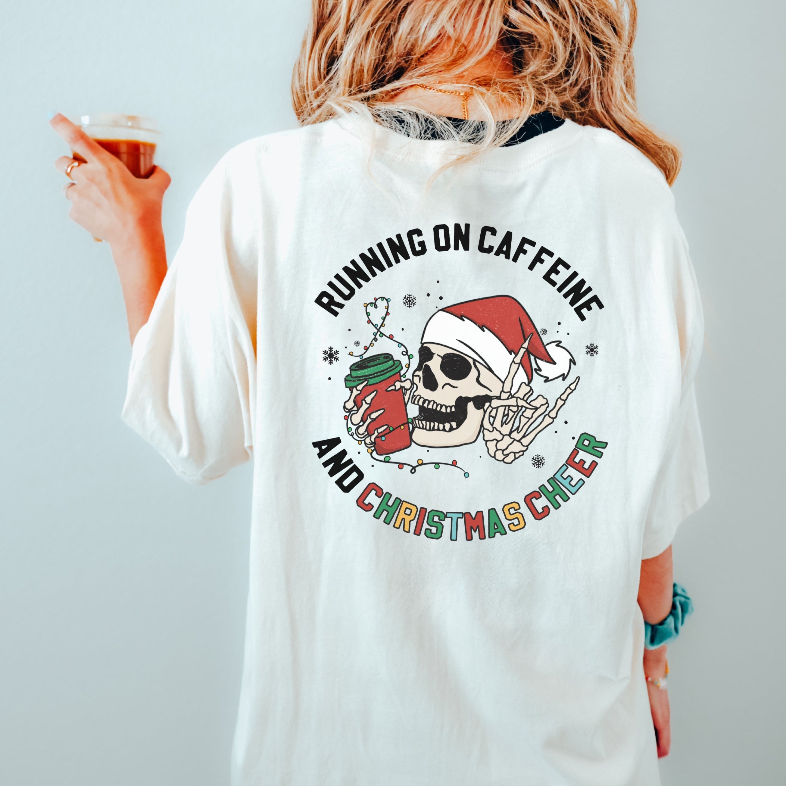 Running On Caffeine And Christmas Cheer (pf&b) - Comfort Colors Tee Little Mama Shirt Shop