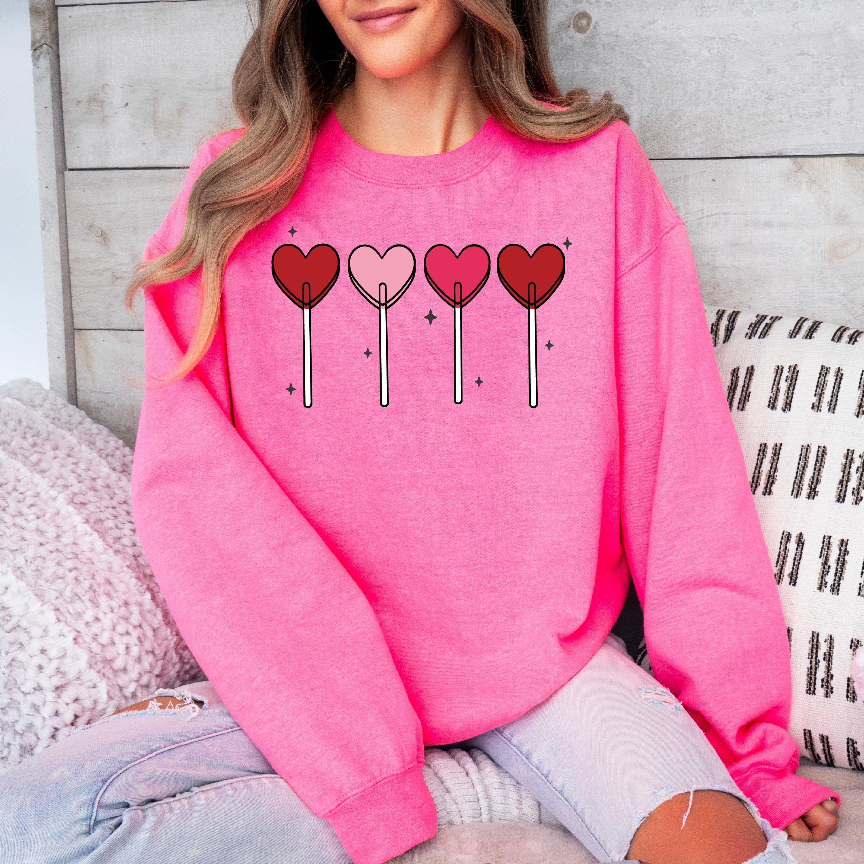 Classic Heart Lollipops - BASIC Fleece Little Mama Shirt Shop LLC