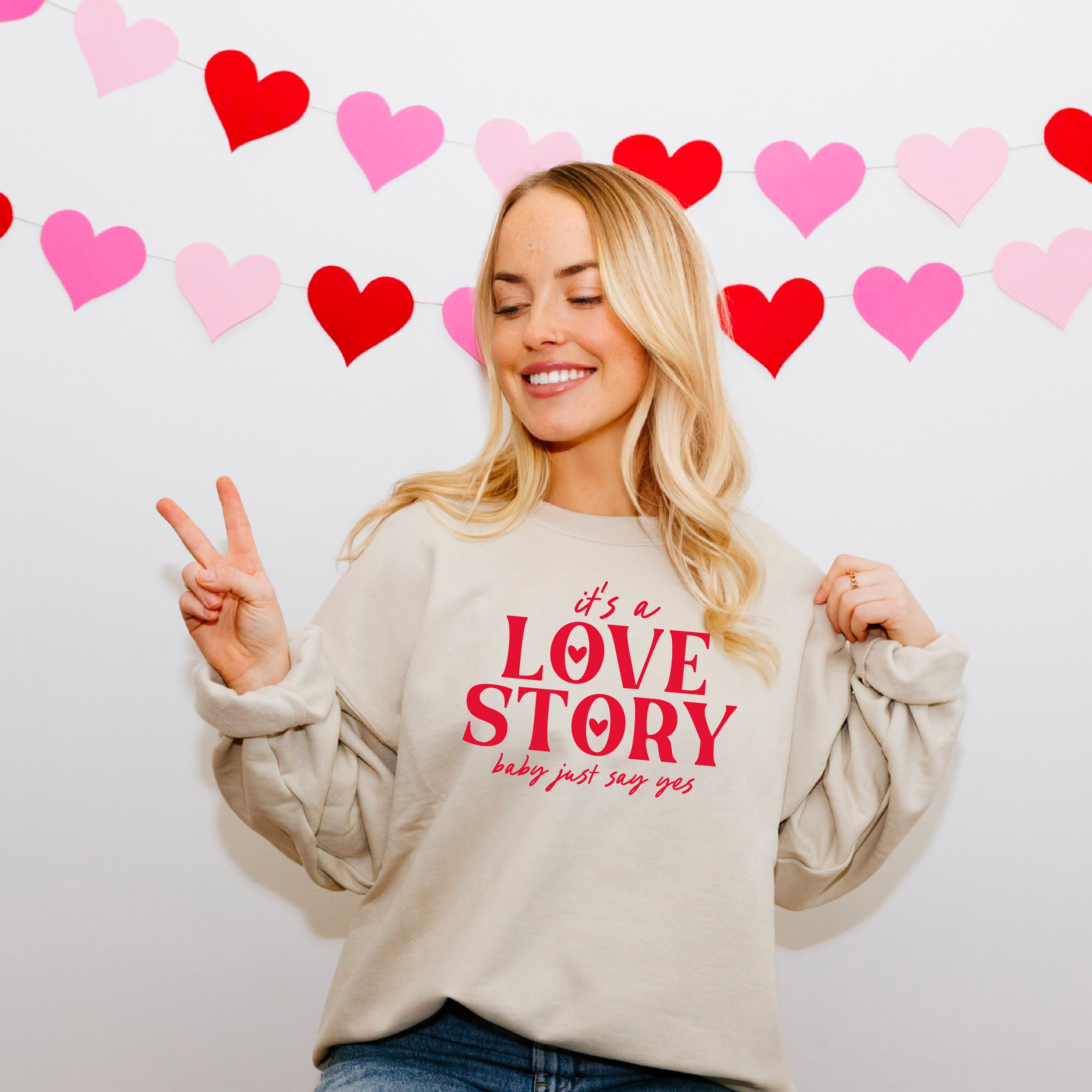It's A Love Story Baby Just Say Yes - BASIC Fleece Little Mama Shirt Shop LLC