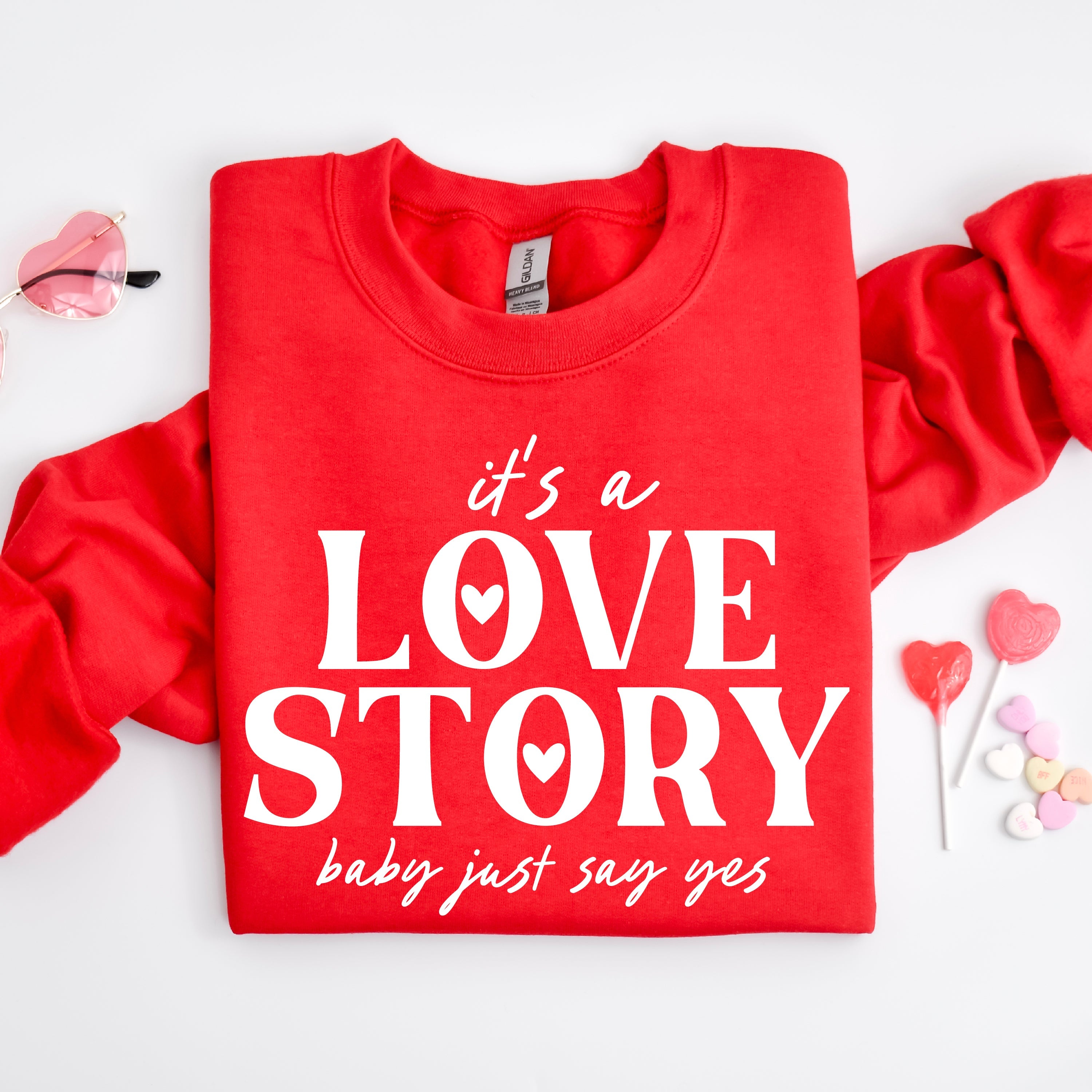 It's A Love Story Baby Just Say Yes - BASIC Fleece Little Mama Shirt Shop LLC