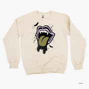 Vampire Drippy Mouth - Basic Fleece Crewneck Little Mama Shirt Shop LLC