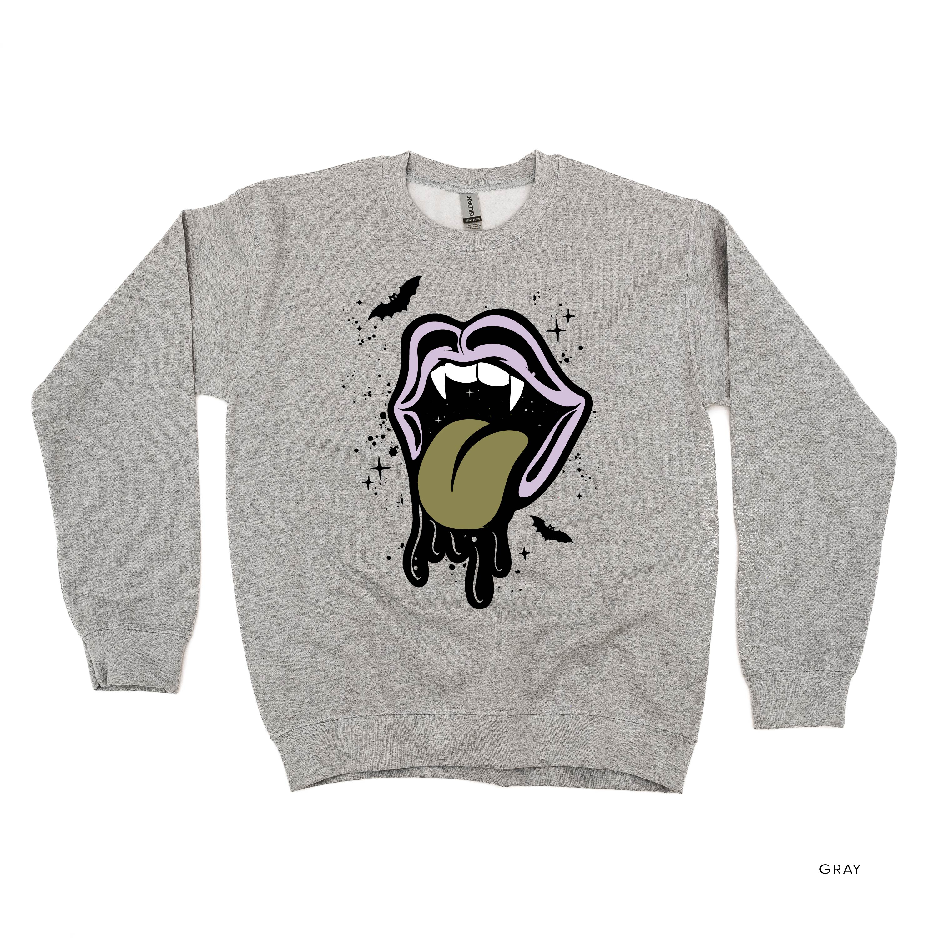 Vampire Drippy Mouth - Basic Fleece Crewneck Little Mama Shirt Shop LLC