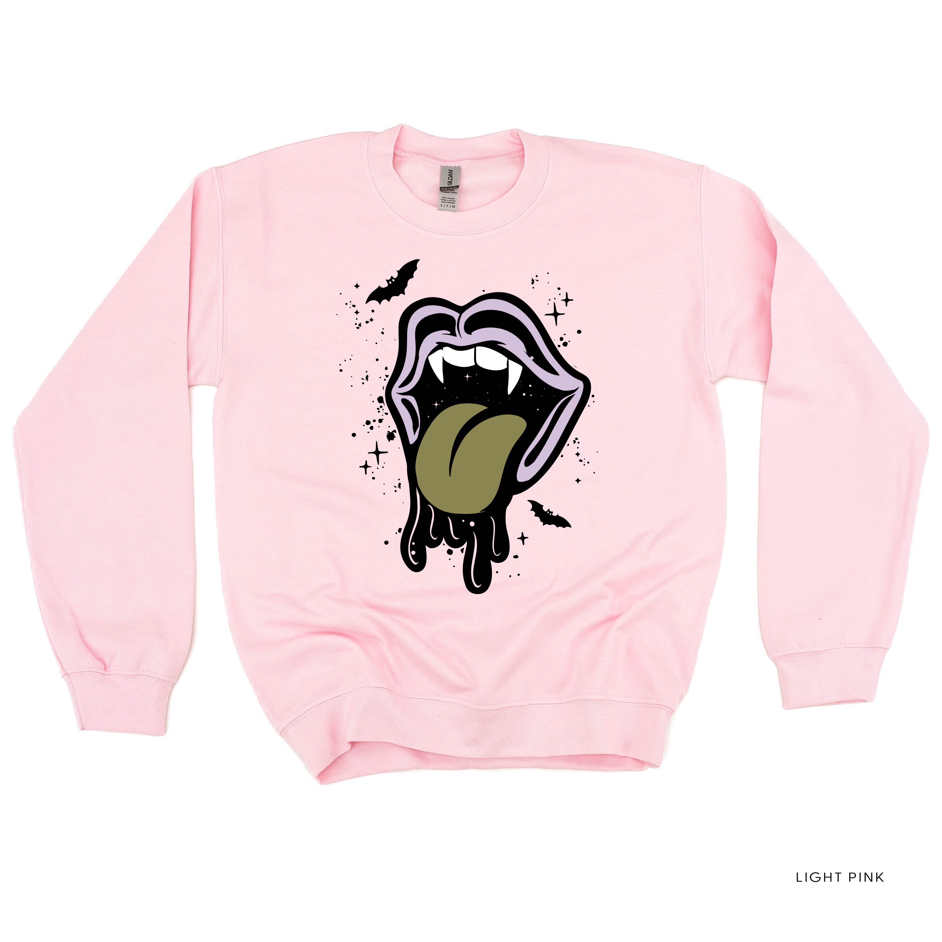 Vampire Drippy Mouth - Basic Fleece Crewneck Little Mama Shirt Shop LLC