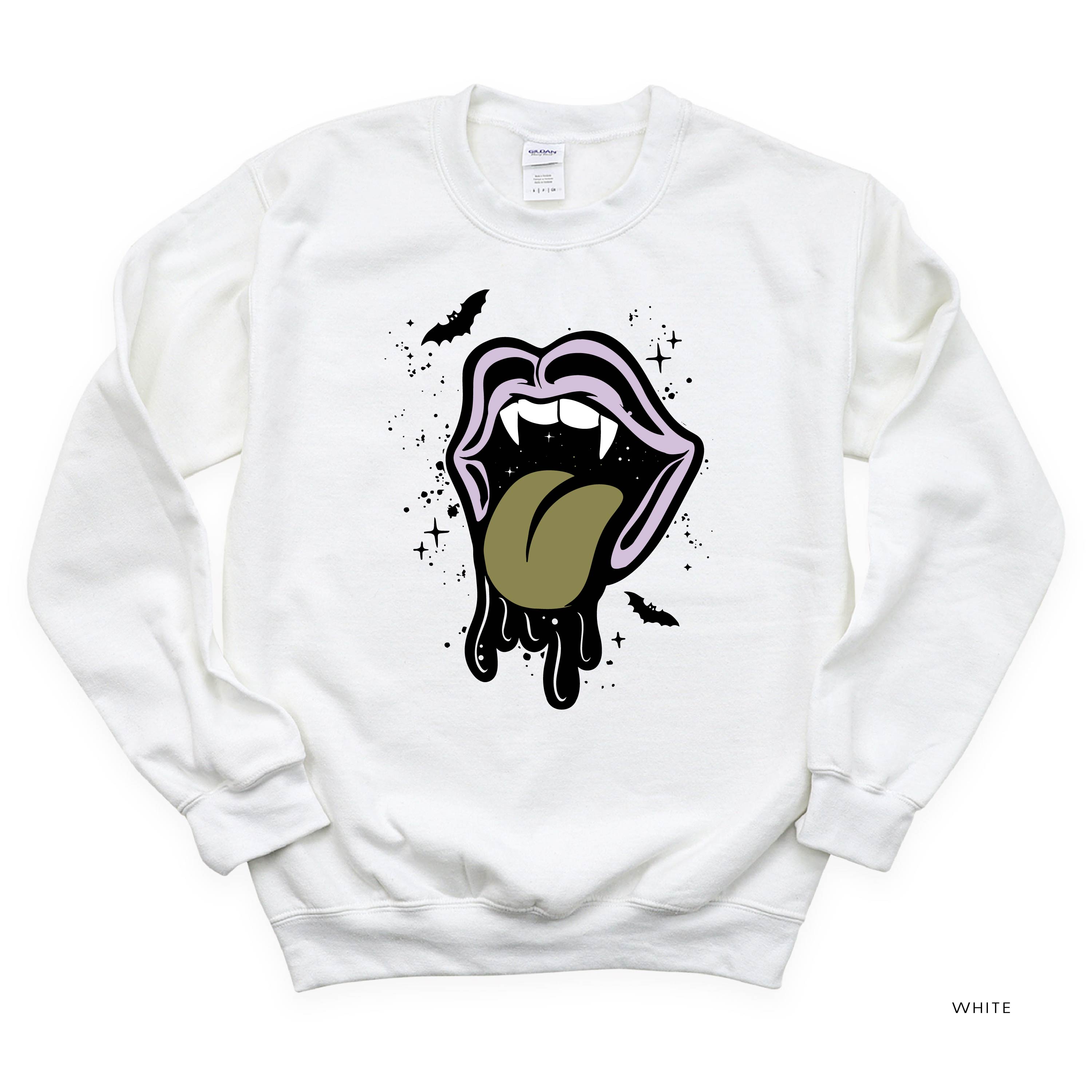 Vampire Drippy Mouth - Basic Fleece Crewneck Little Mama Shirt Shop LLC