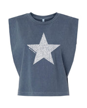 Vintage White Star American Mama - Muscle Tee Little Mama Shirt Shop LLC