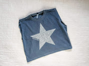 Vintage White Star American Mama - Muscle Tee Little Mama Shirt Shop LLC