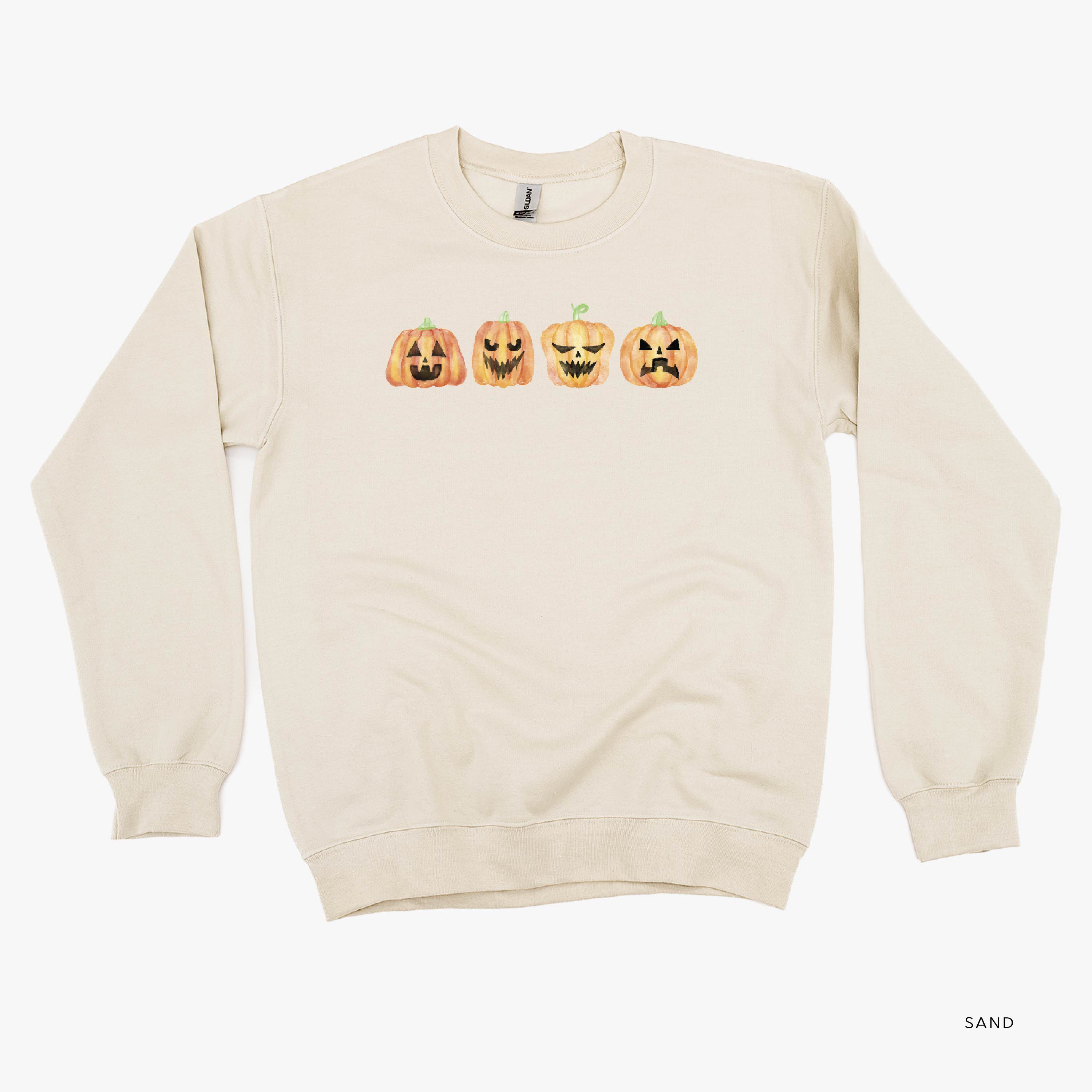 Watercolor Jack-o'-lanterns - Basic Fleece Crewneck Little Mama Shirt Shop LLC