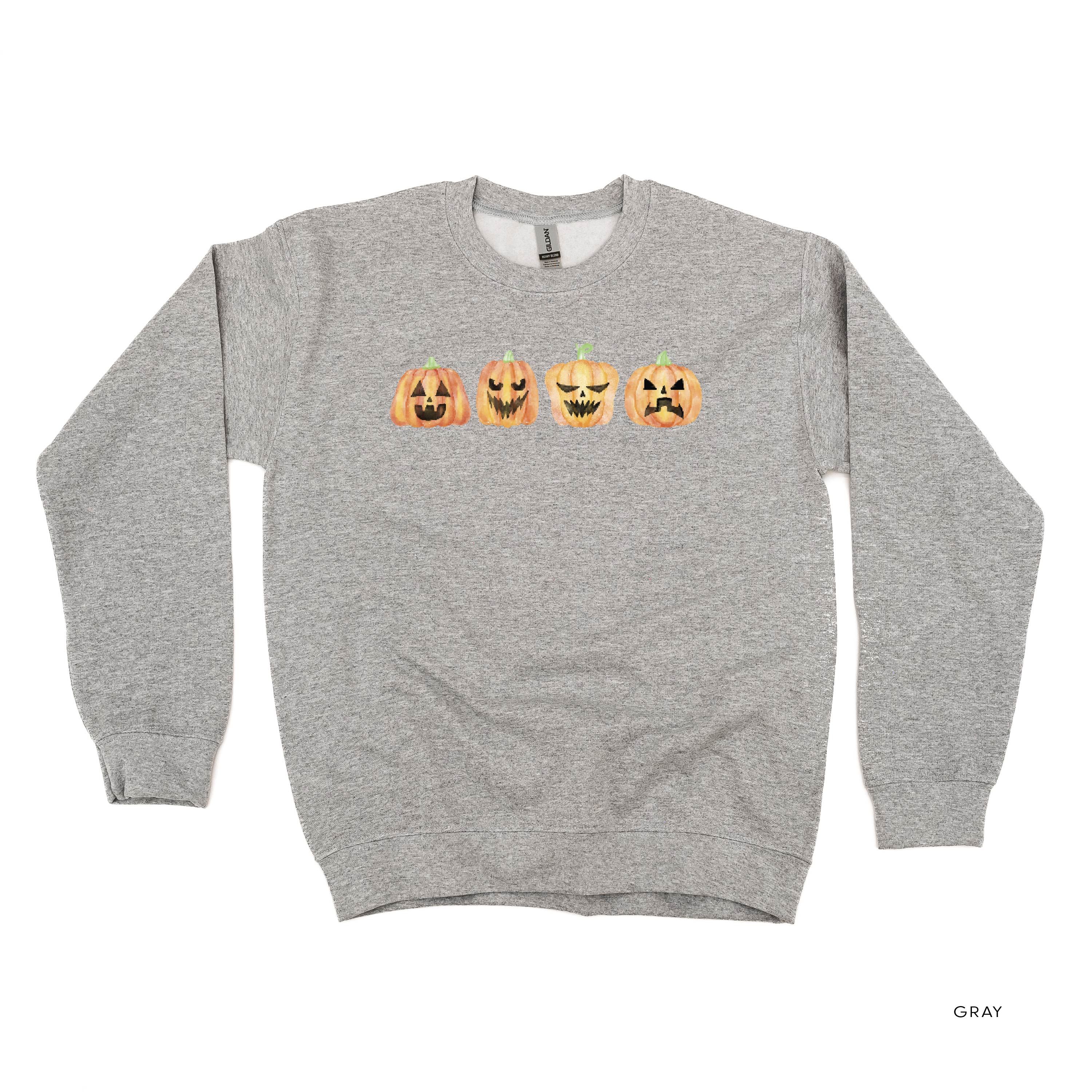 Watercolor Jack-o'-lanterns - Basic Fleece Crewneck Little Mama Shirt Shop LLC