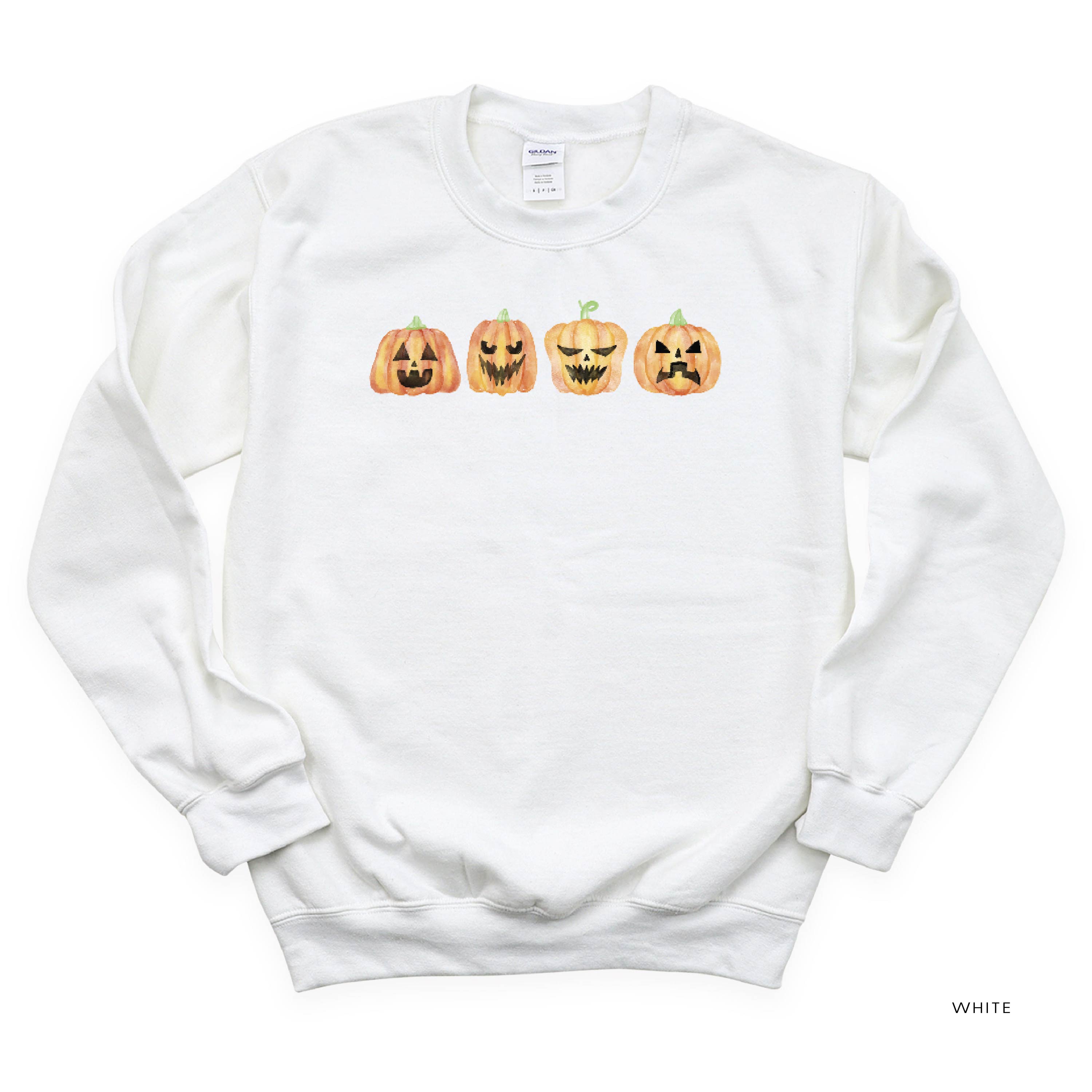 Watercolor Jack-o'-lanterns - Basic Fleece Crewneck Little Mama Shirt Shop LLC