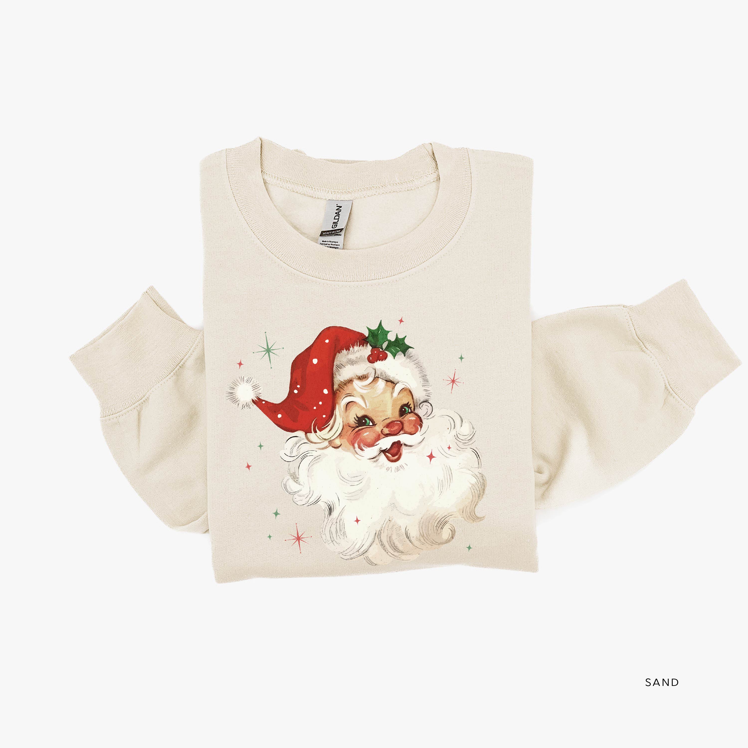 Watercolor Santa - BASIC Fleece Little Mama Shirt Shop LLC