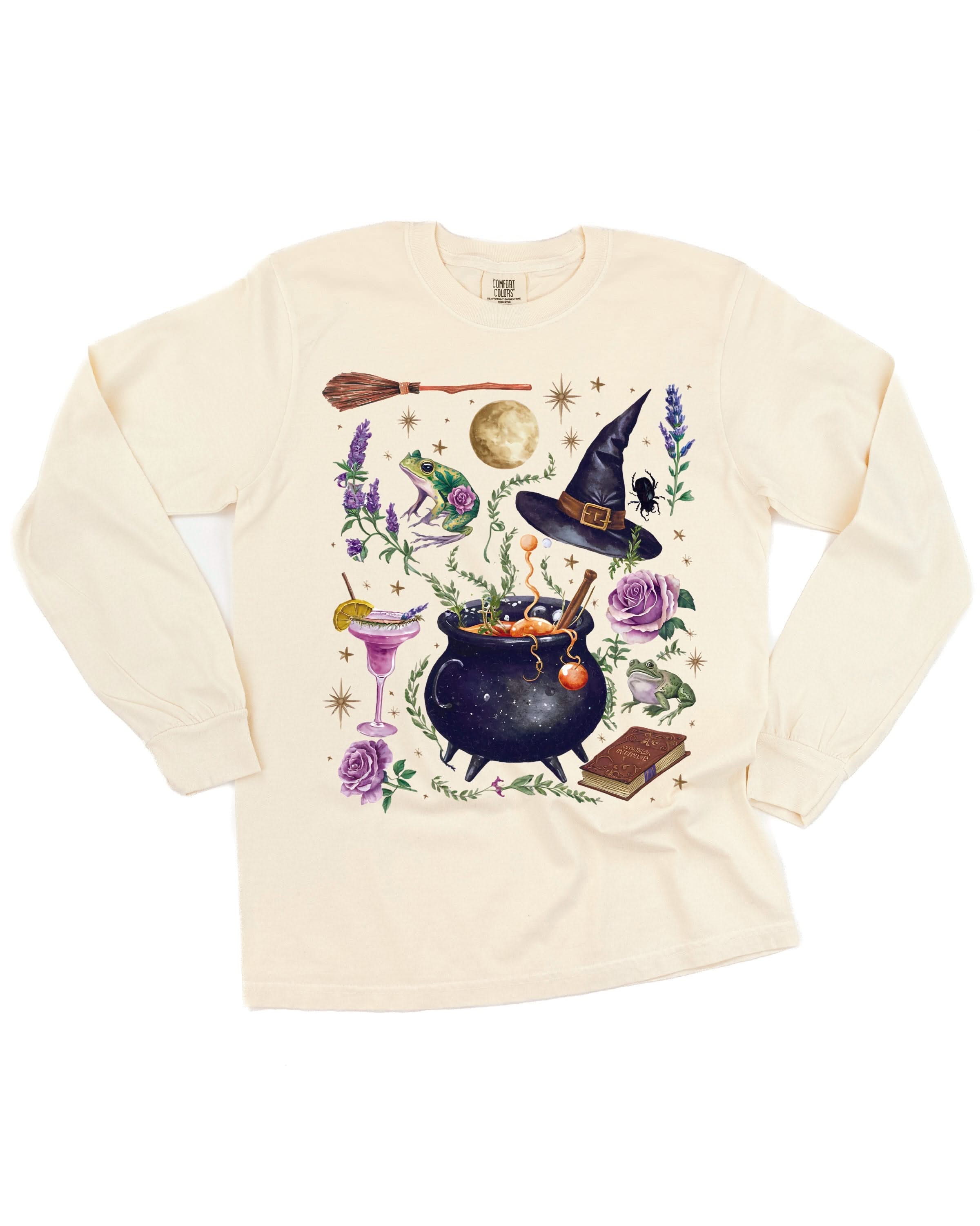 Whimsical Witches Brew - Long Sleeve Comfort Colors Tee Little Mama Shirt Shop