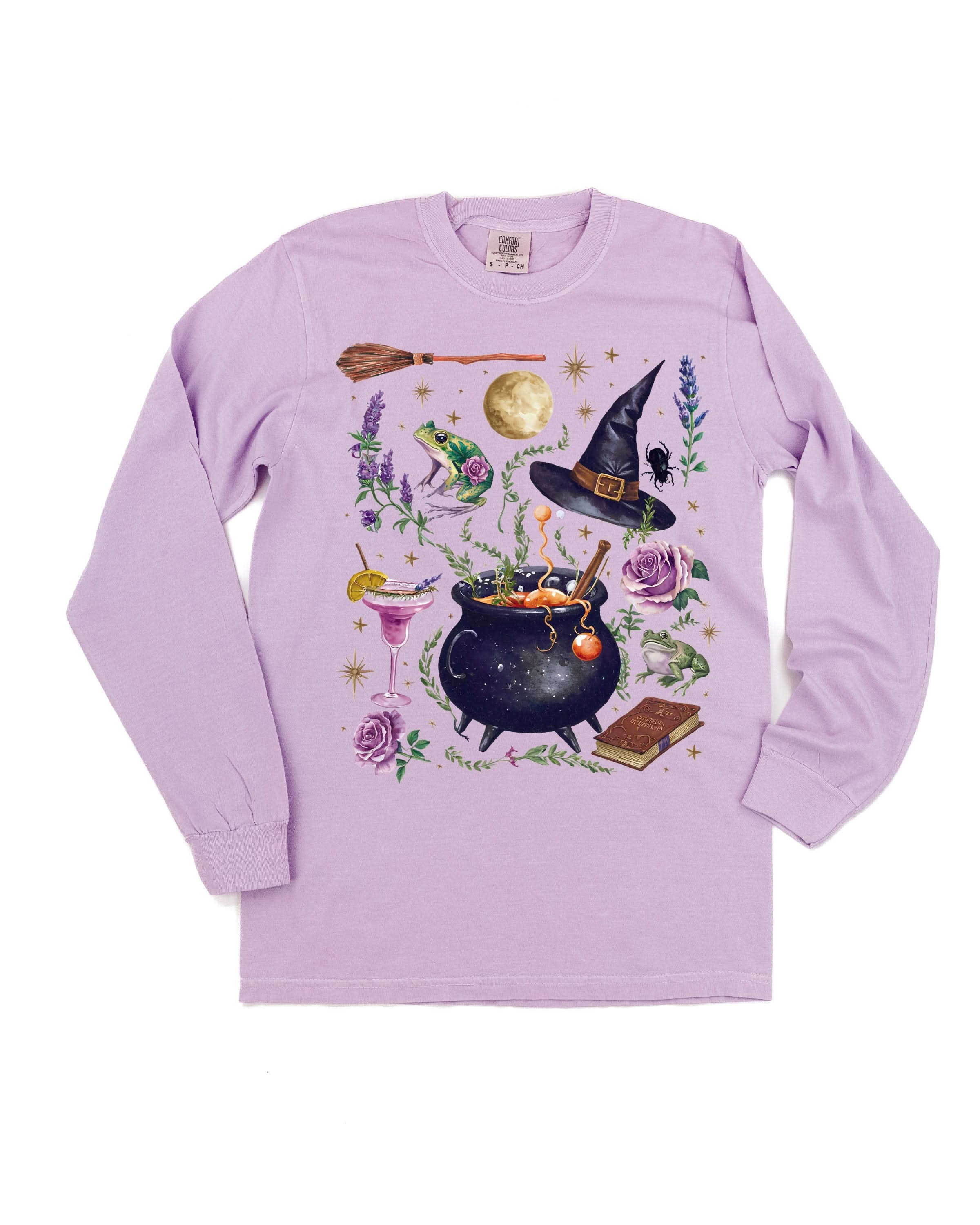 Whimsical Witches Brew - Long Sleeve Comfort Colors Tee Little Mama Shirt Shop