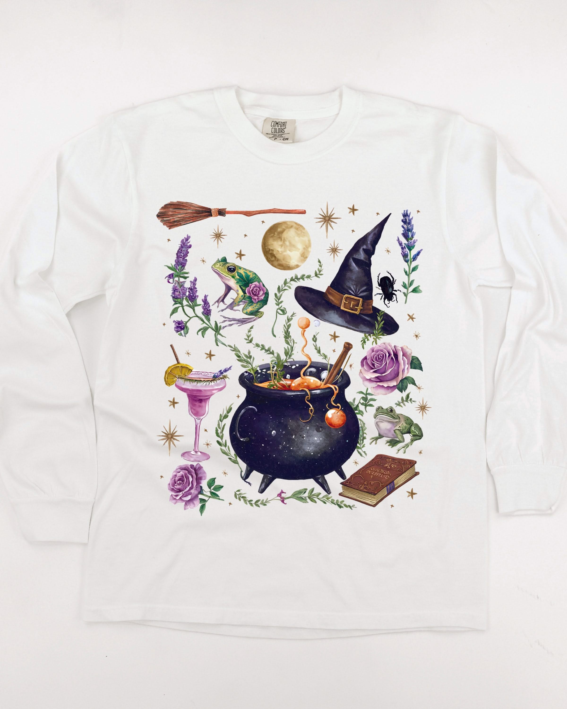 Whimsical Witches Brew - Long Sleeve Comfort Colors Tee Little Mama Shirt Shop