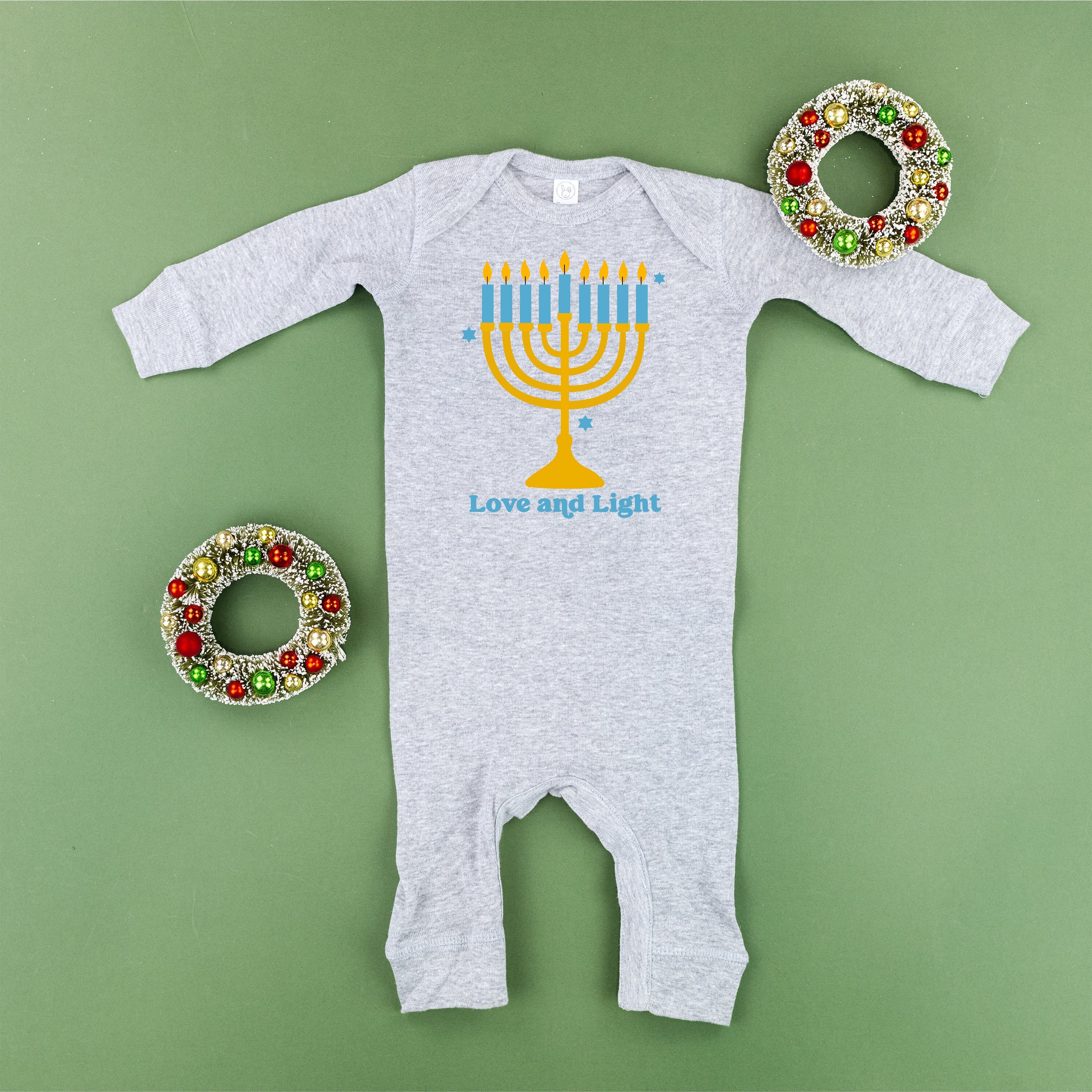 Love And Light - Hanukkah - Baby Sleeper Little Mama Shirt Shop