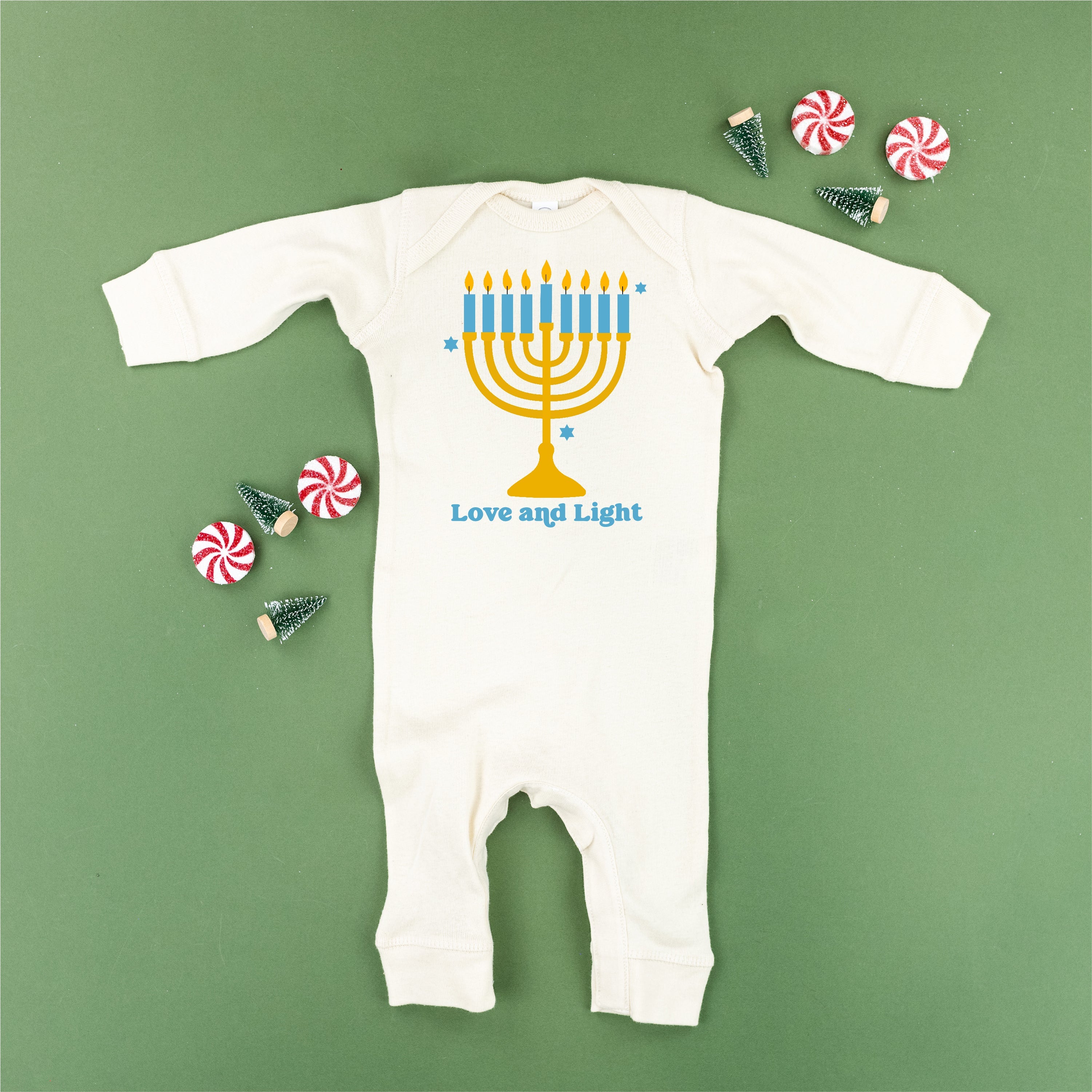 Love And Light - Hanukkah - Baby Sleeper Little Mama Shirt Shop