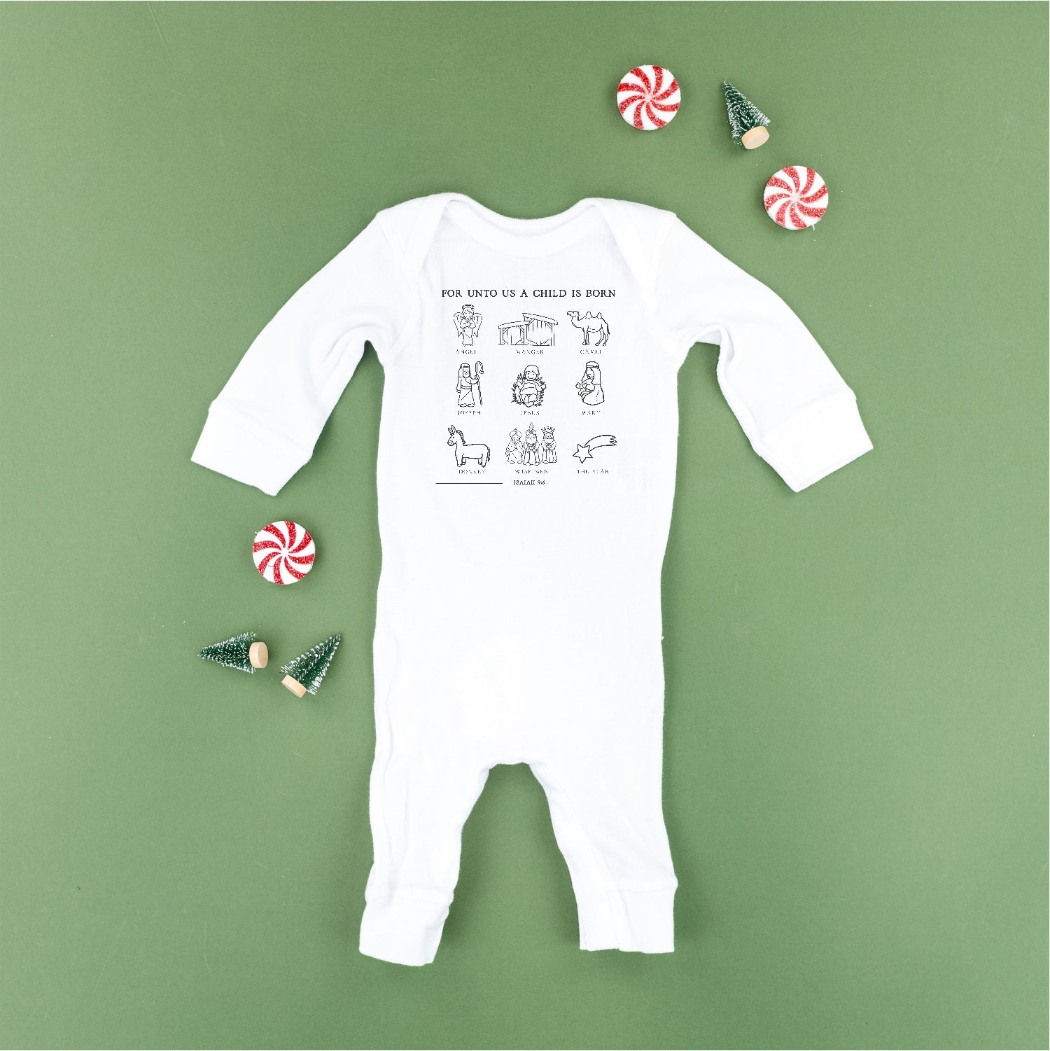 For Unto Us A Child Is Born - Baby Sleeper Little Mama Shirt Shop