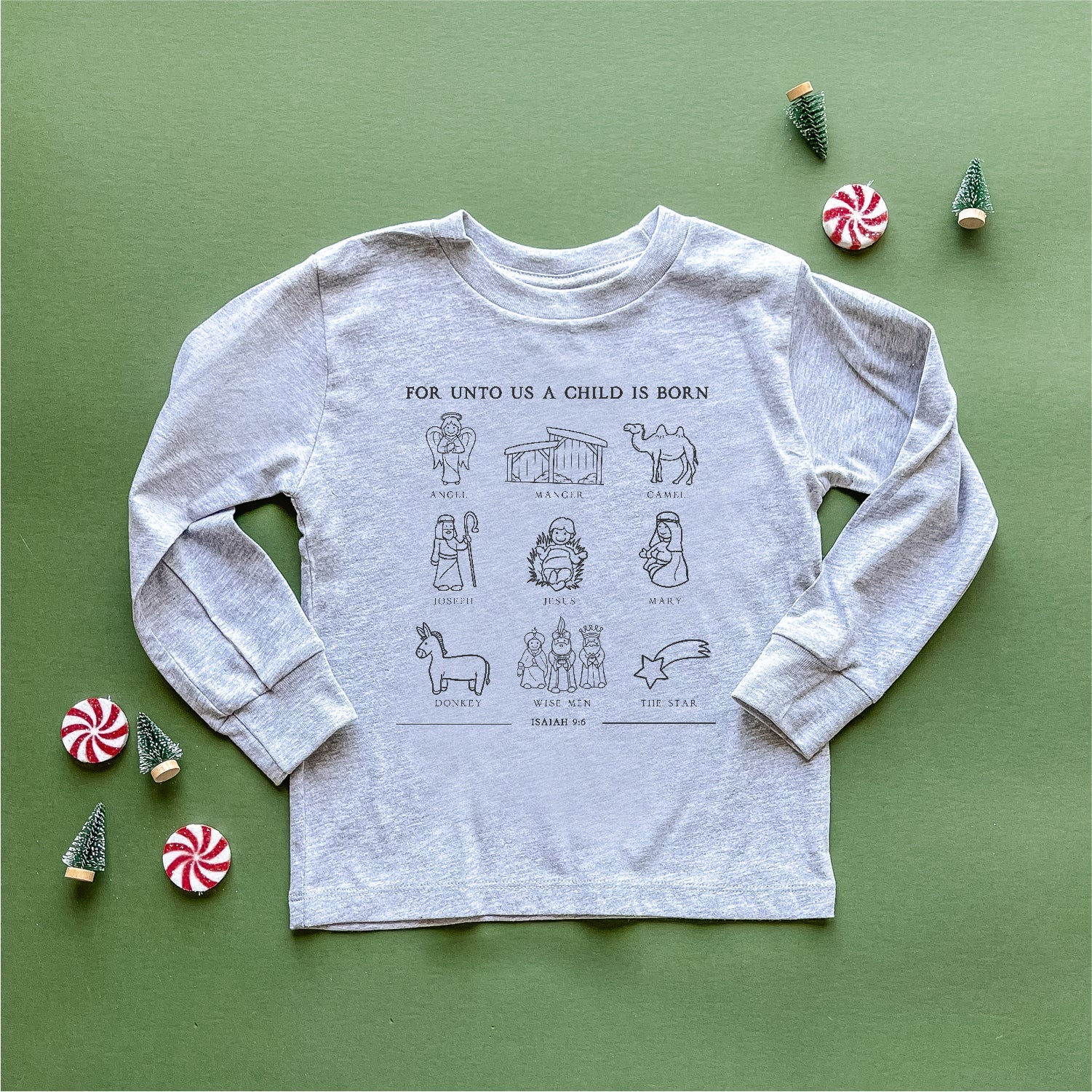 For Unto Us A Child Is Born - Child LONG SLEEVE Tee Little Mama Shirt Shop