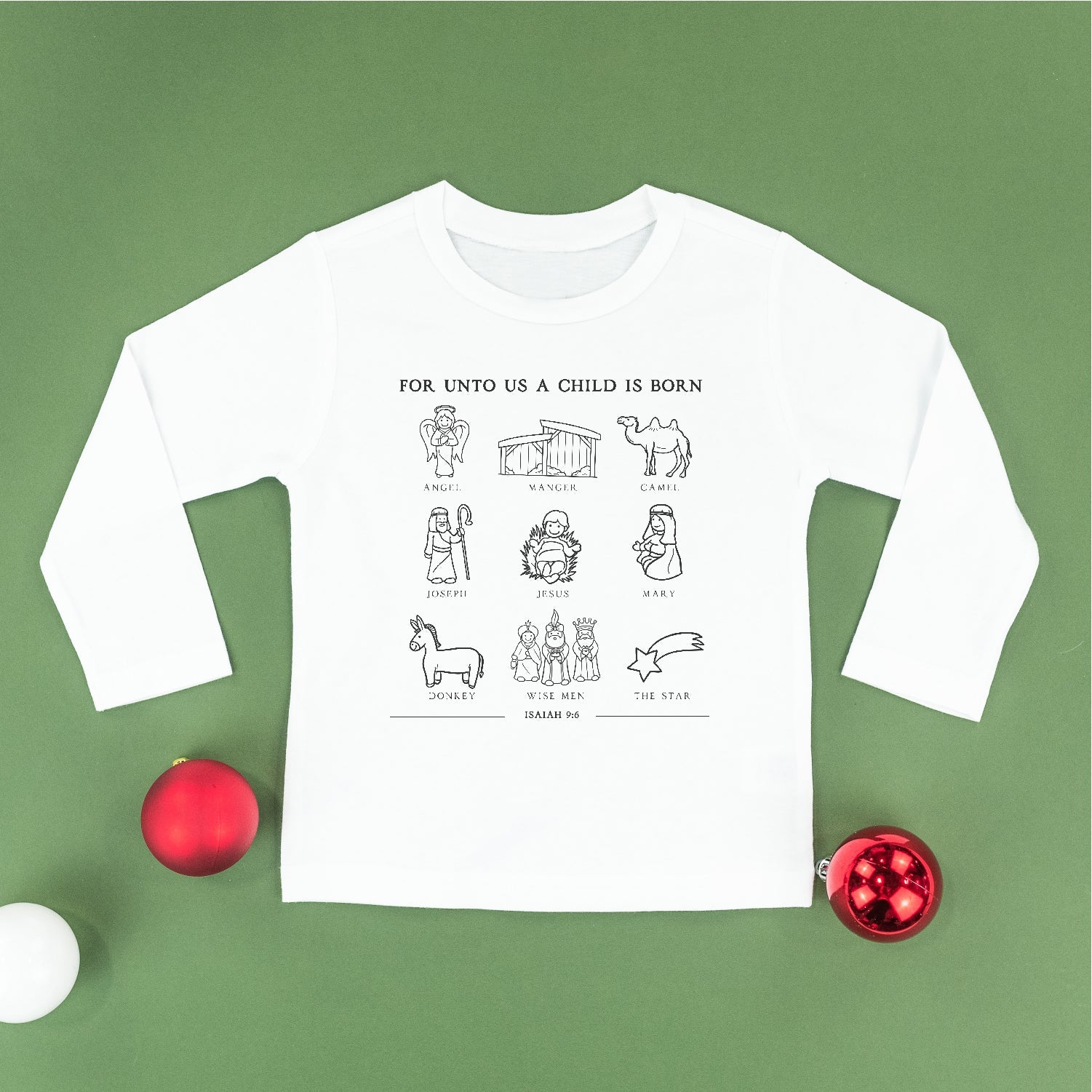 For Unto Us A Child Is Born - Child LONG SLEEVE Tee Little Mama Shirt Shop