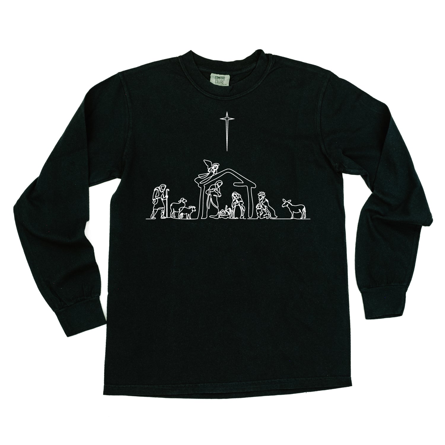 Nativity Scene - LONG SLEEVE Comfort Colors Tee Little Mama Shirt Shop