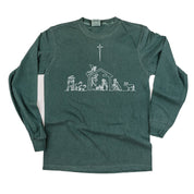 Nativity Scene - LONG SLEEVE Comfort Colors Tee Little Mama Shirt Shop