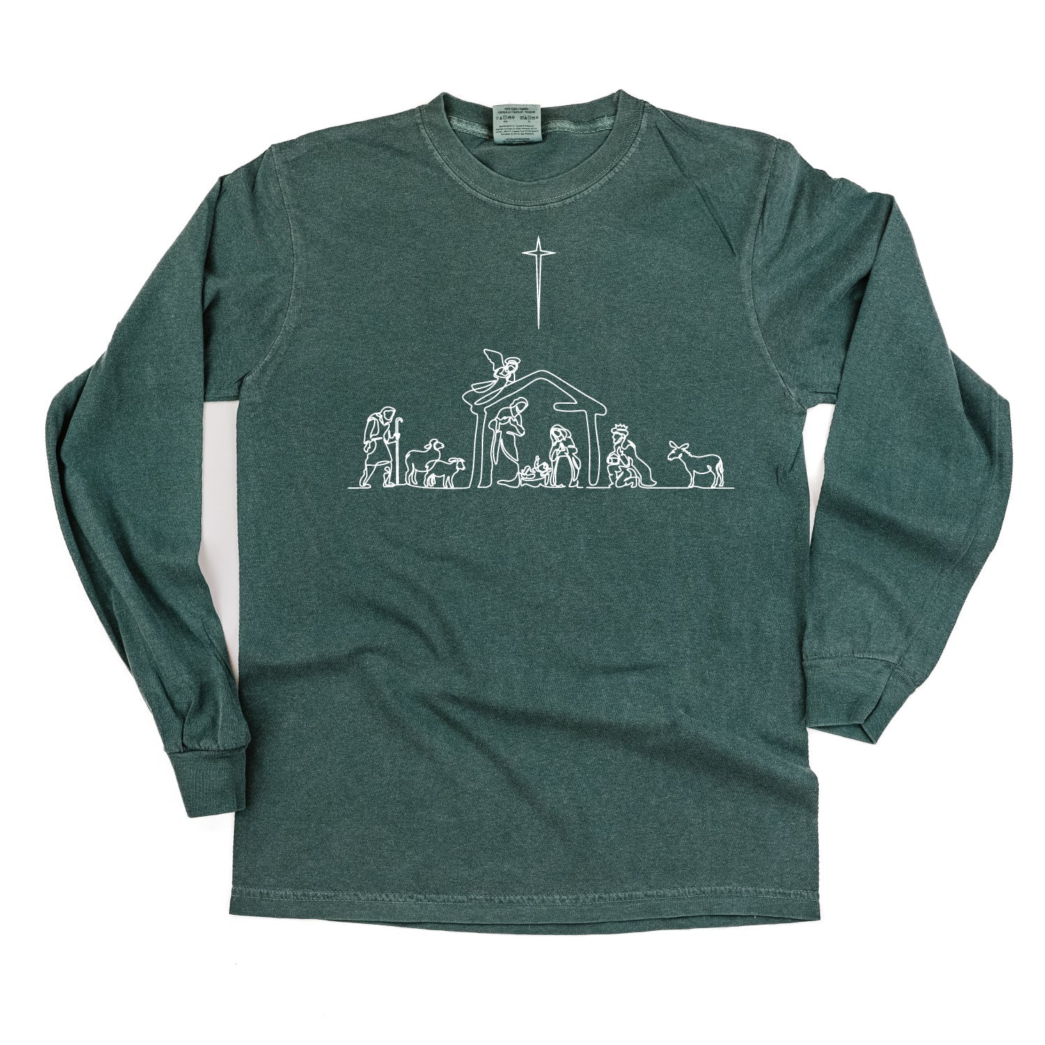 Nativity Scene - LONG SLEEVE Comfort Colors Tee Little Mama Shirt Shop