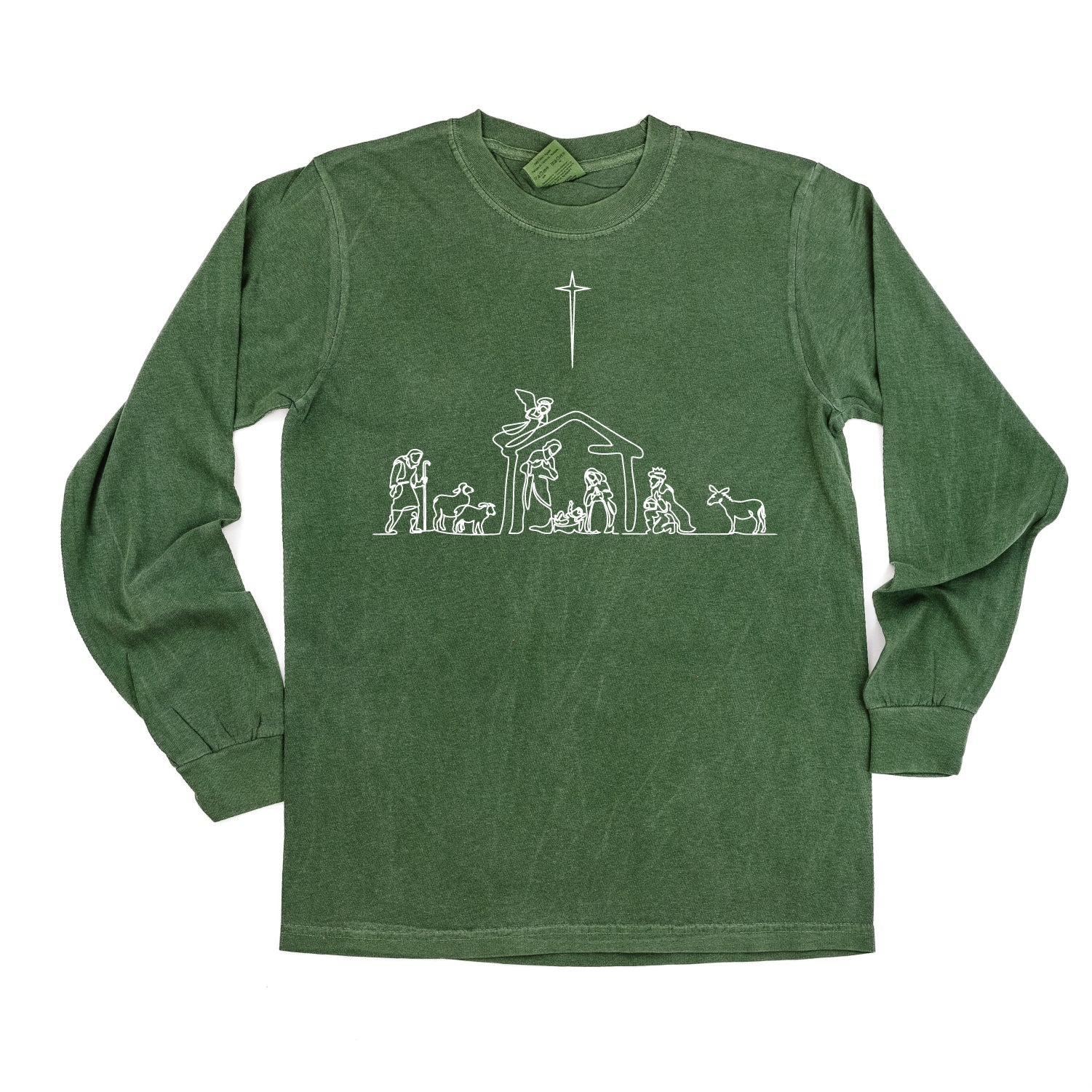 Nativity Scene - LONG SLEEVE Comfort Colors Tee Little Mama Shirt Shop