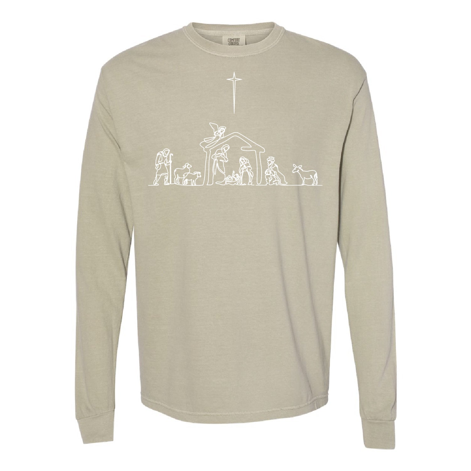 Nativity Scene - LONG SLEEVE Comfort Colors Tee Little Mama Shirt Shop