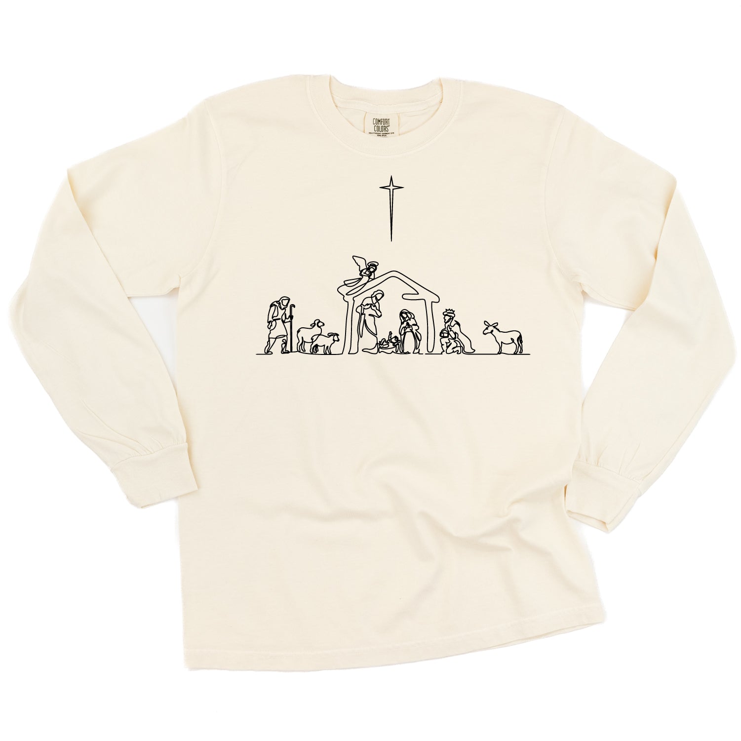 Nativity Scene - LONG SLEEVE Comfort Colors Tee Little Mama Shirt Shop