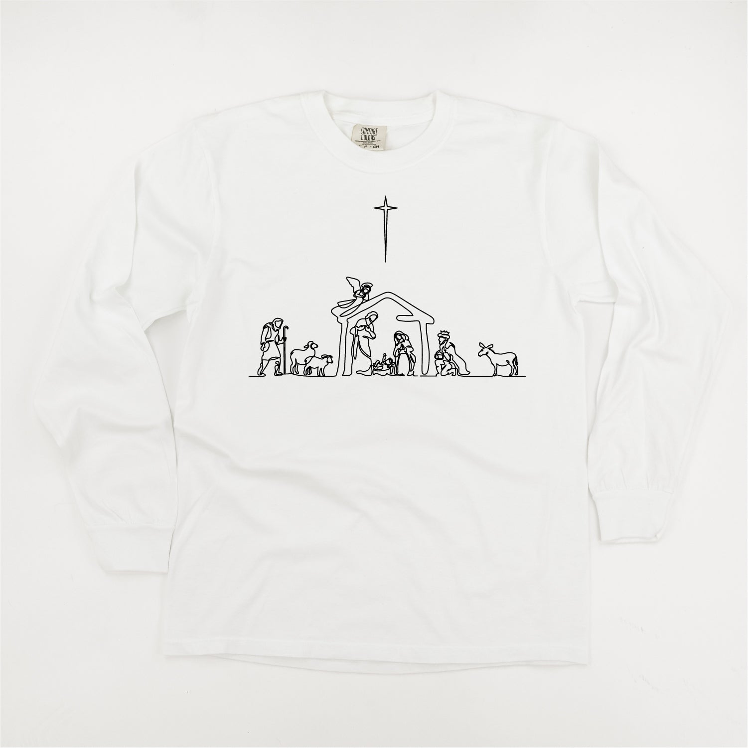 Nativity Scene - LONG SLEEVE Comfort Colors Tee Little Mama Shirt Shop