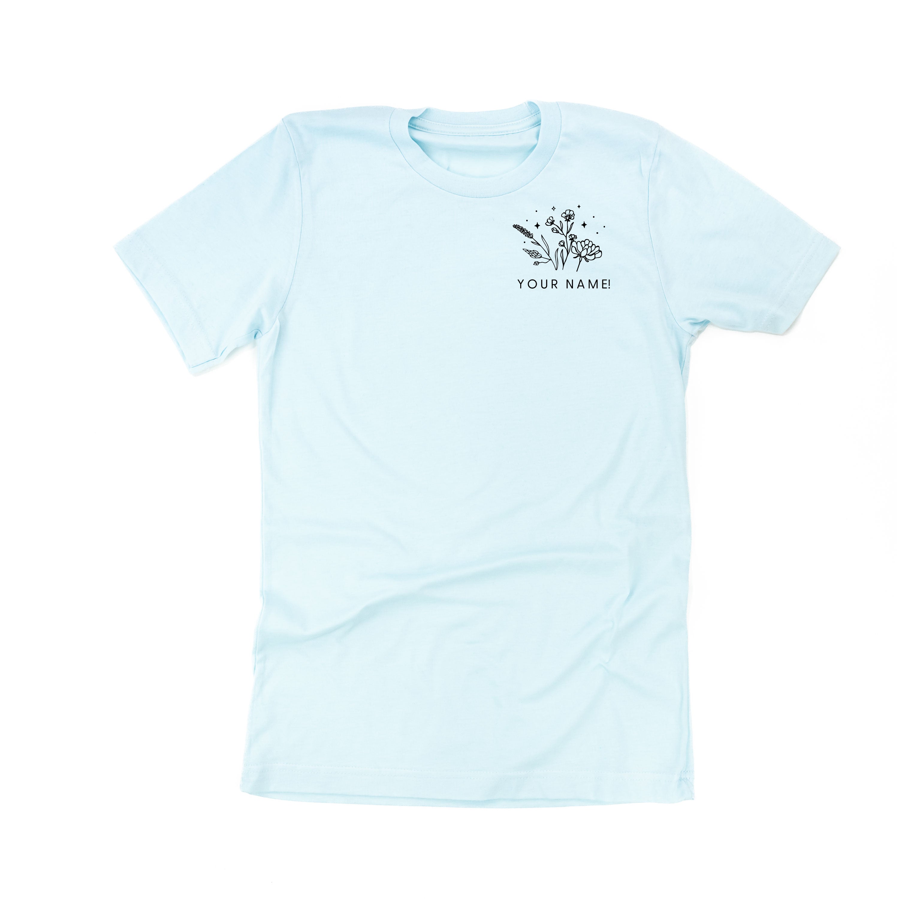 Custom Name - Bouquet (pocket) - (PERSONALIZE IT!) - Unisex Tee Little Mama Shirt Shop